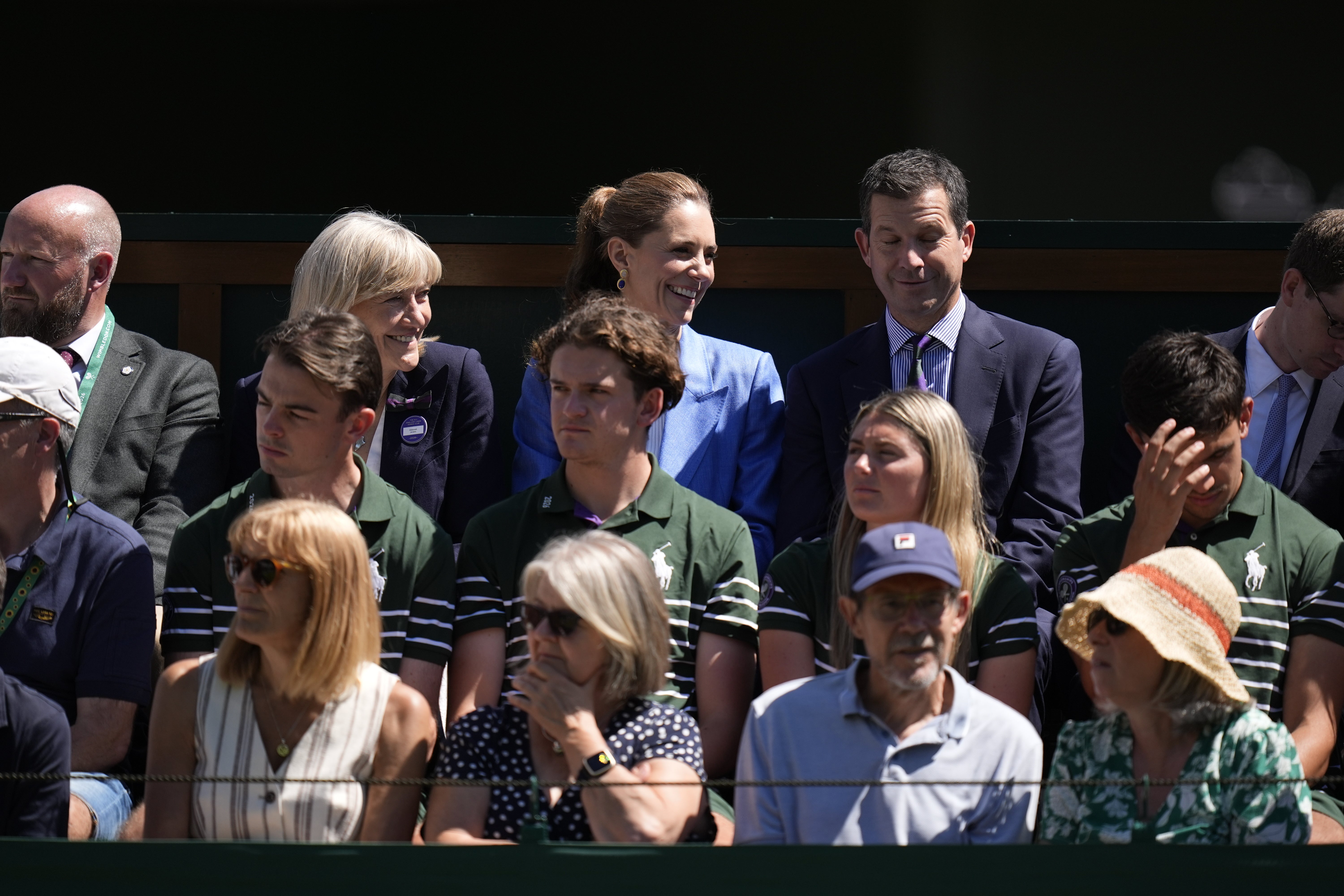 The princess watched British wildcard Arthur Fery on Court 18, sat alongside Tim Henman and AELTC chair Debbie Jevans