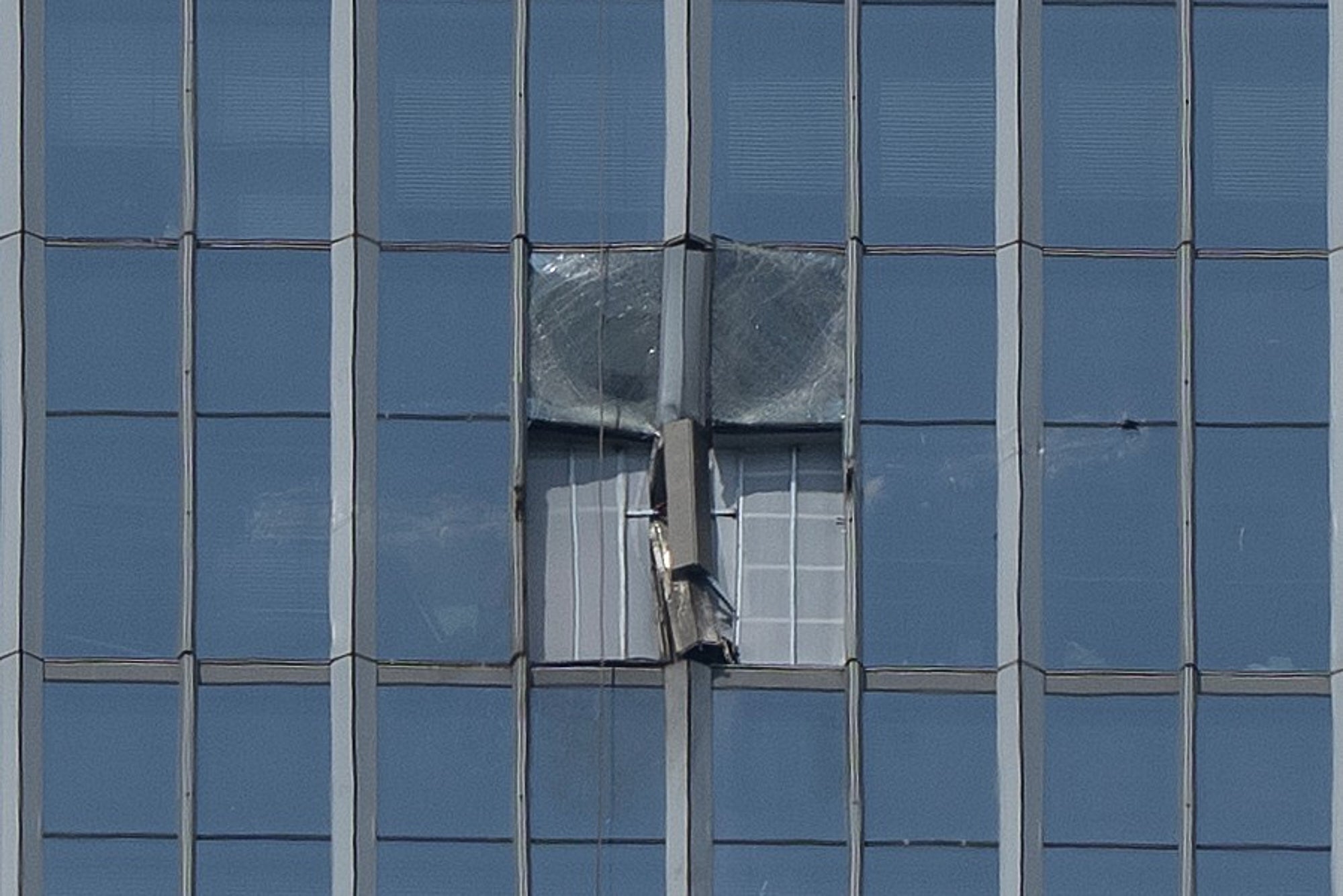 Damage to the skyscraper after a small plane crashed into it