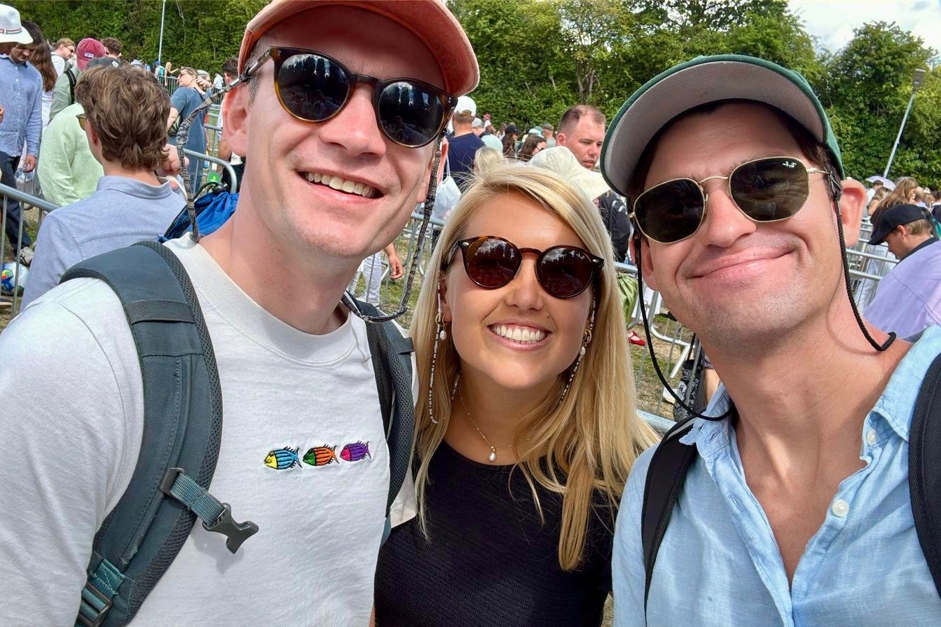 Jon, Katie and Ben were among the thousands joining The Queue before the sun was up at Wimbledon Park (Katie Strick)