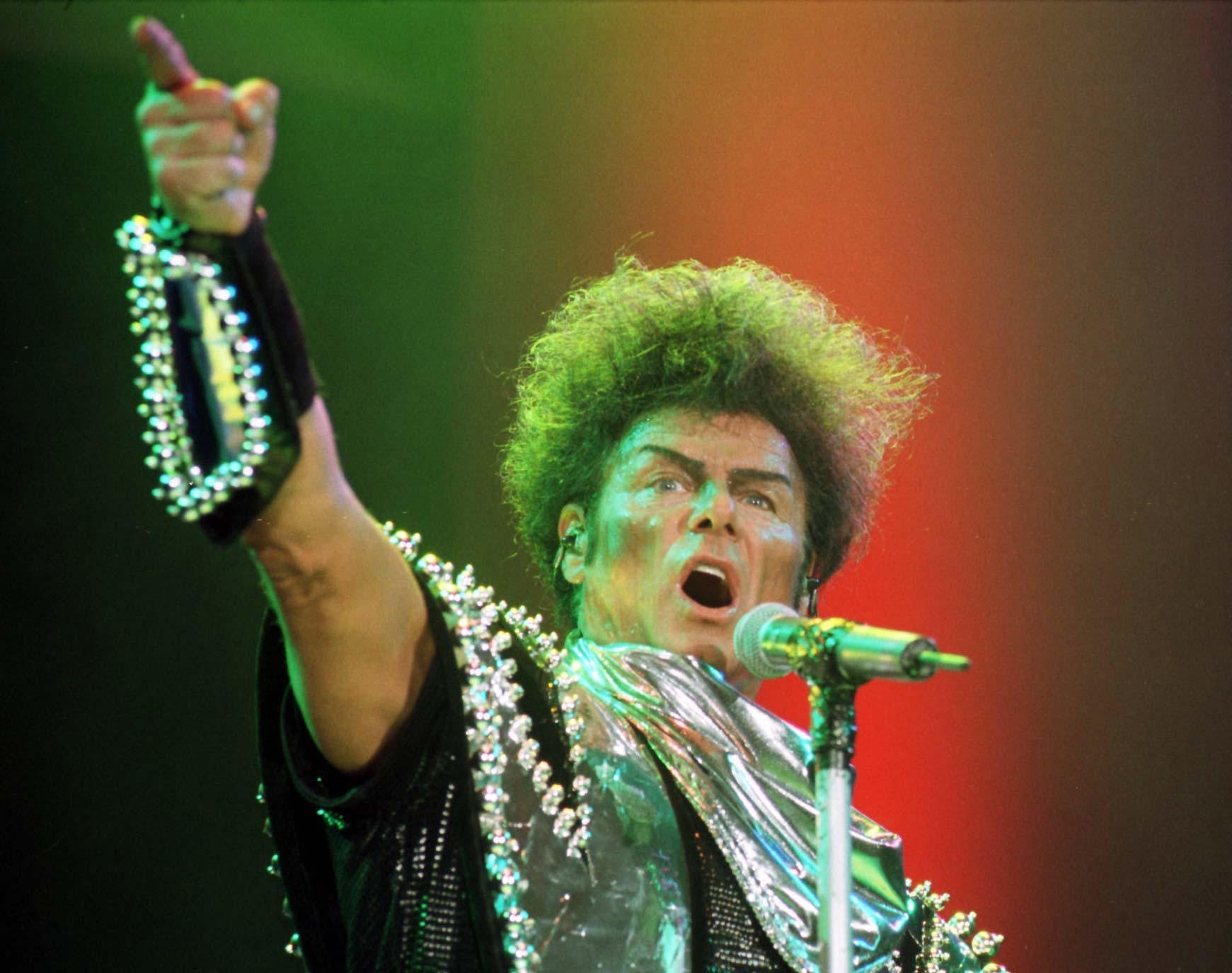 Gary Glitter pictured performing at the Cardiff International Arena in 1998 (PA Archive/PA Wire)