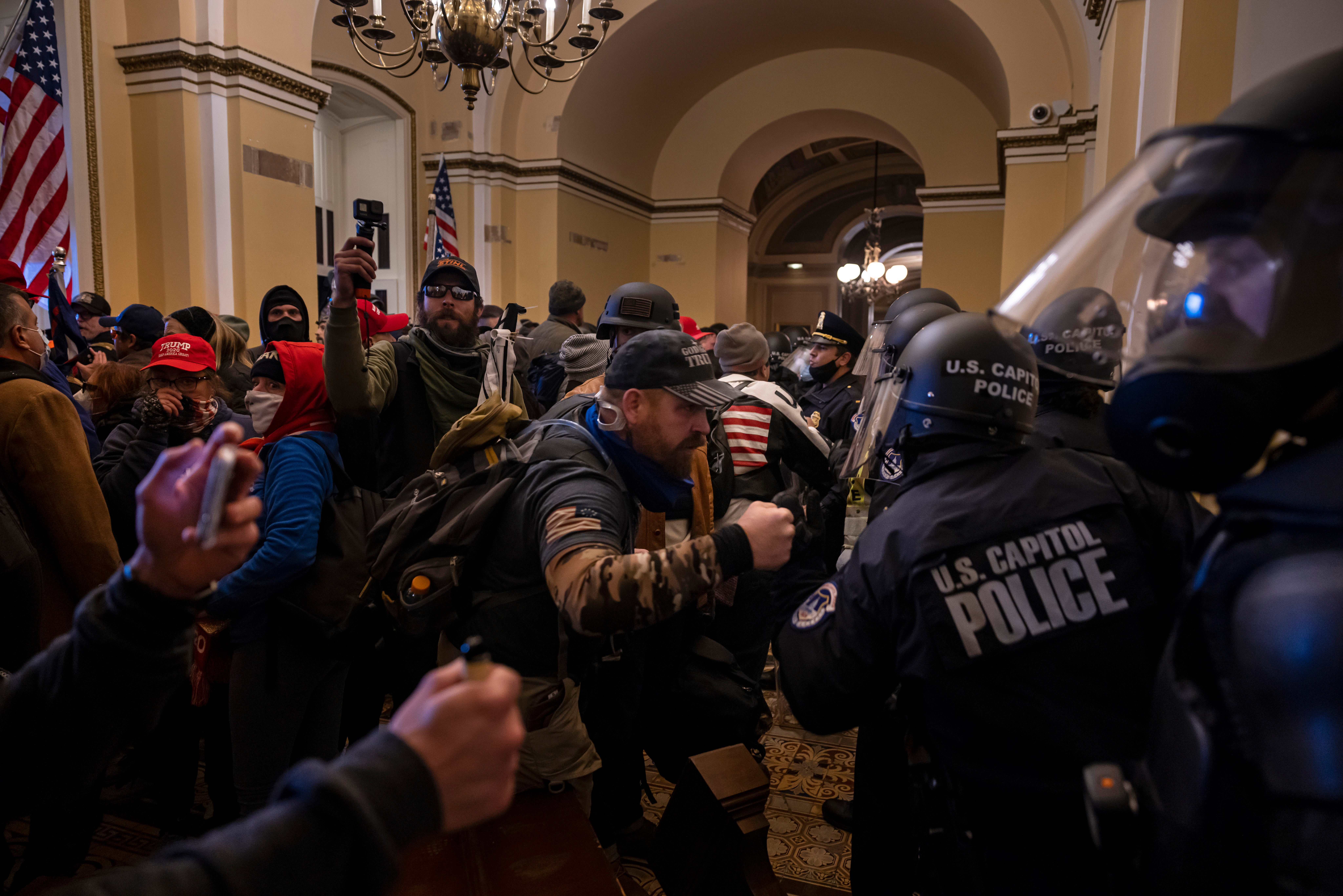 Scenes from the January 6 attack. More than a third of Americans believe that violence may be necessary to 'right the ship'