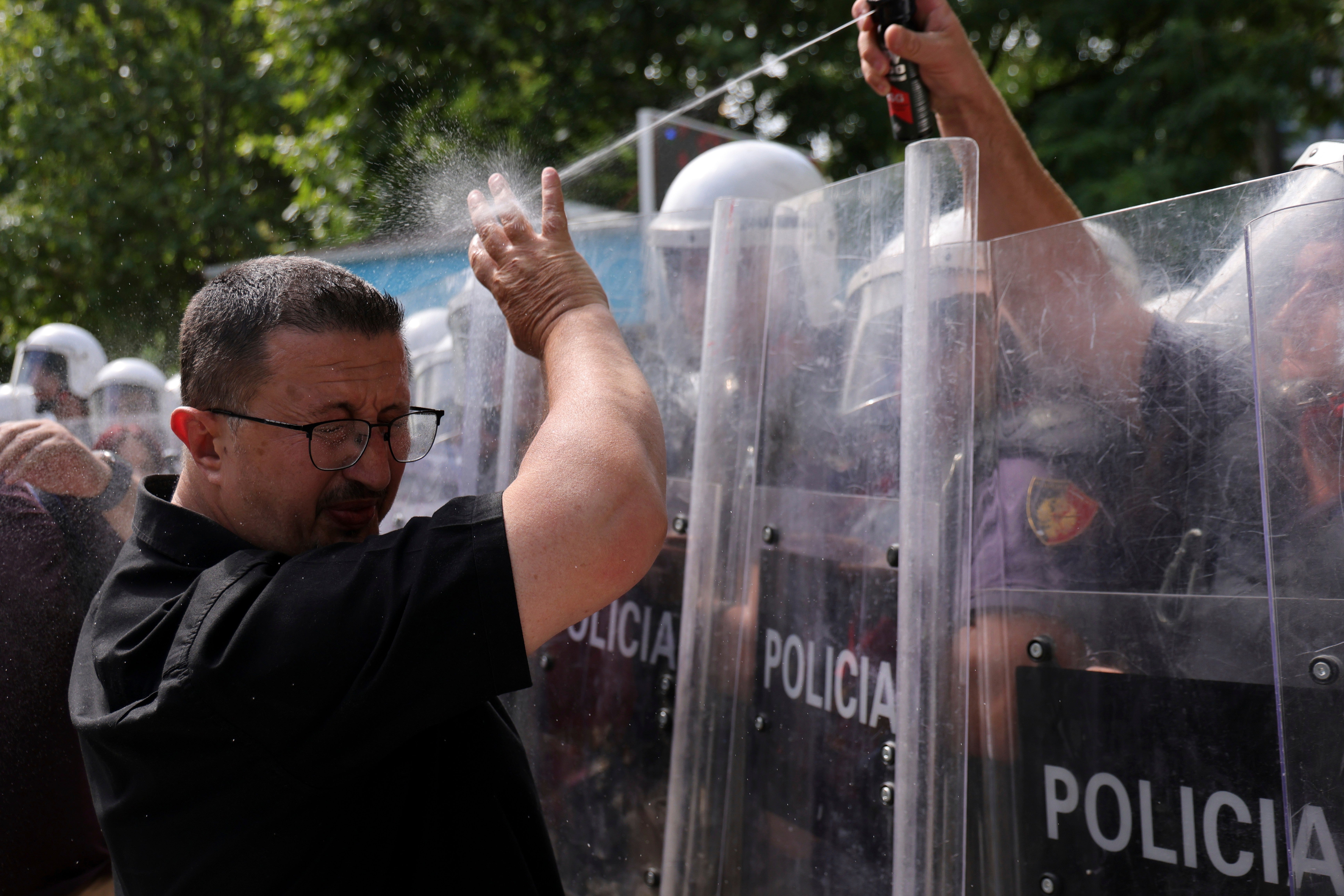 independent.co.uk - Hameraldi Agolli - Albanian police use tear gas and pepper spray as Tirana protest turns violent