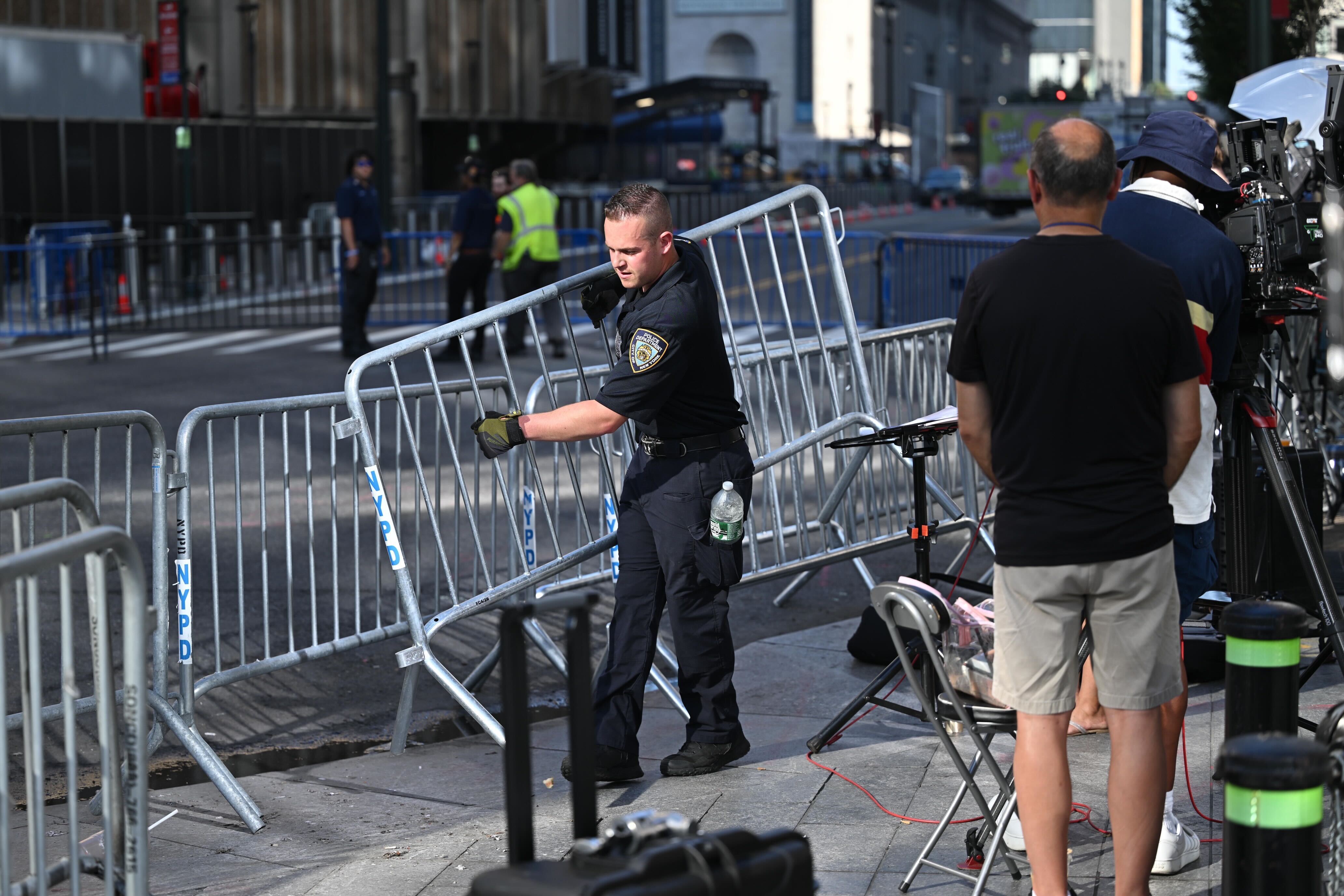 Police set up barricades around Madison Square Garden on July 2, 2026 in New York City