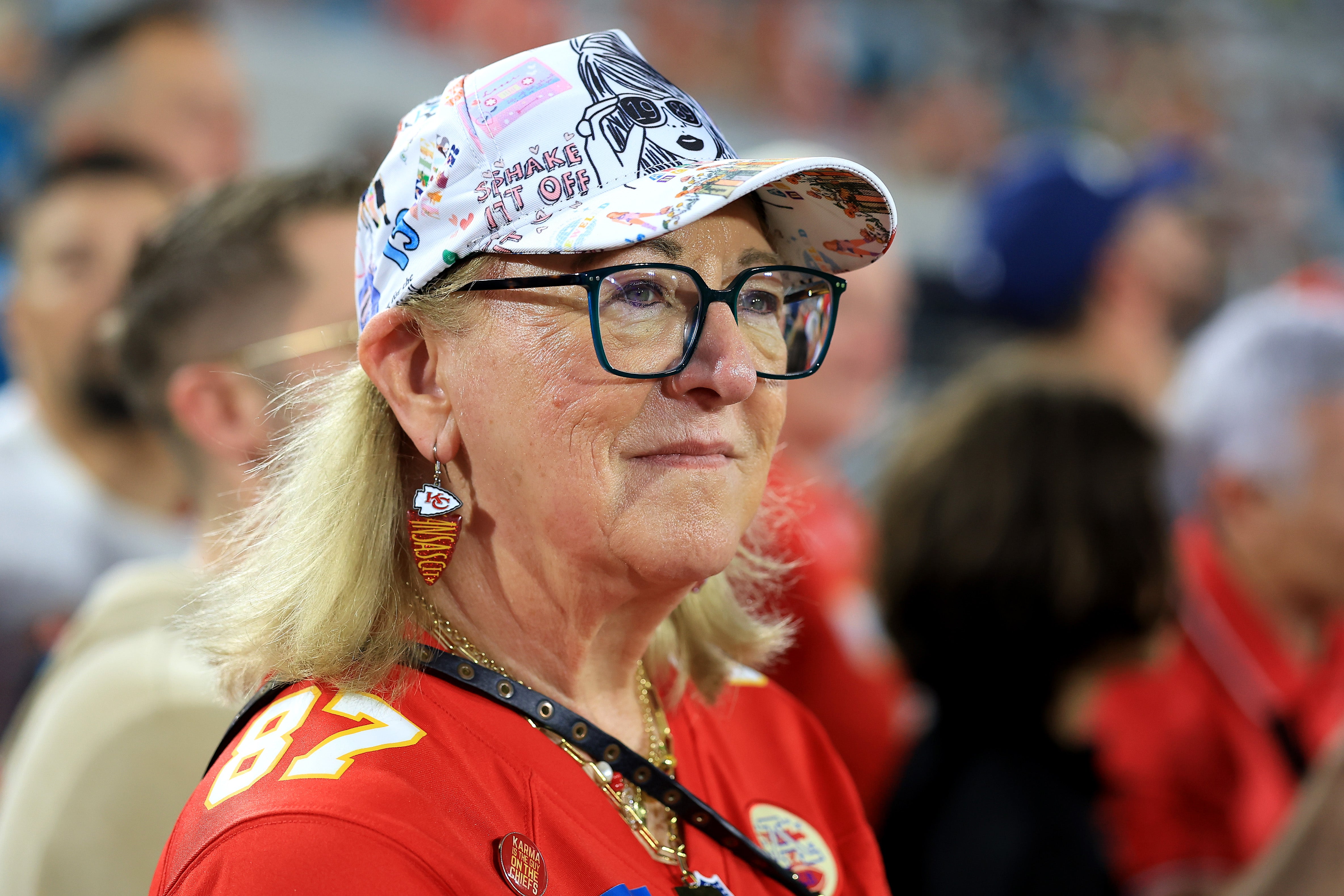 Mother of the groom Donna Kelce has arrived in New York City