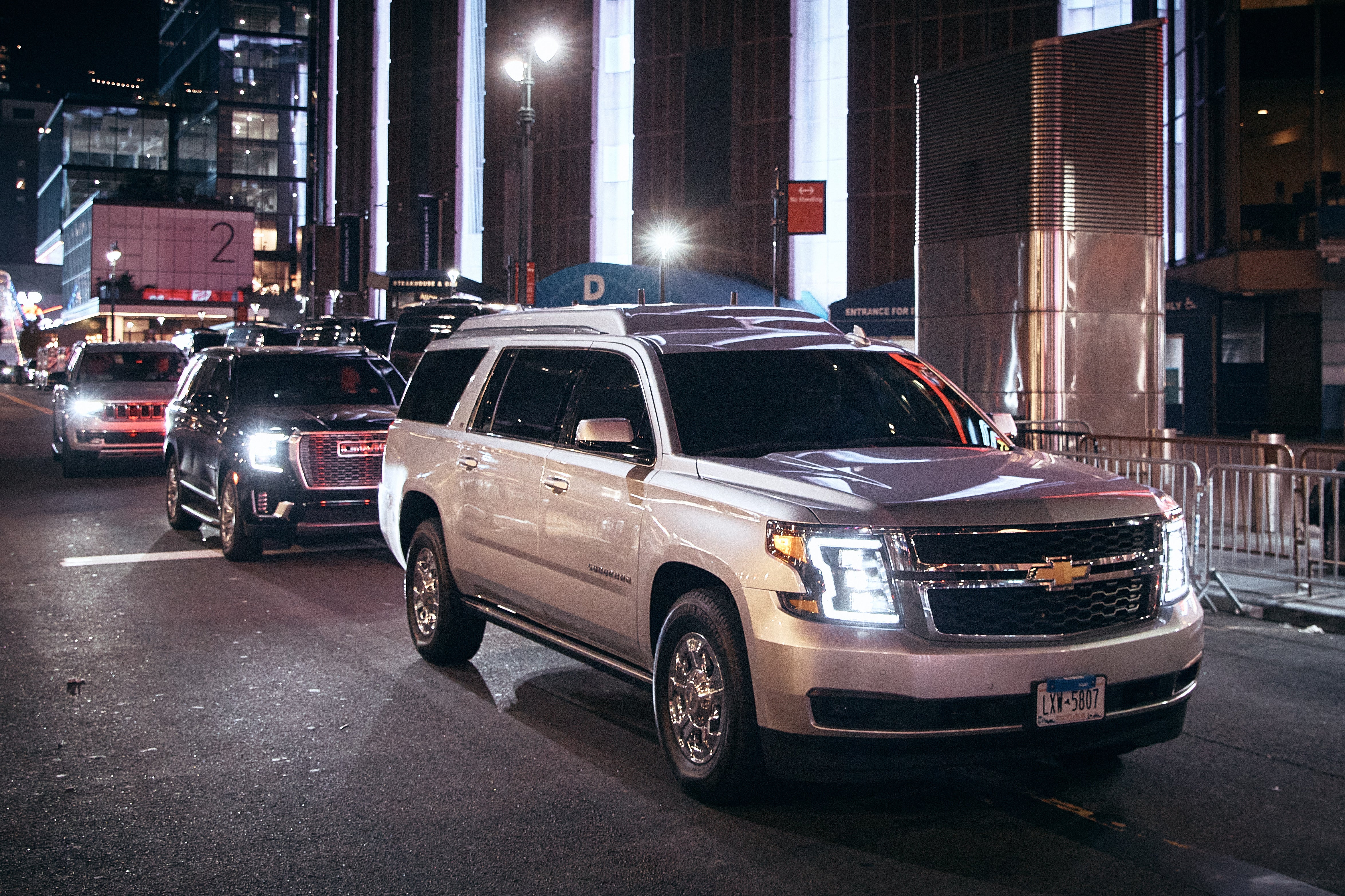 A vehicle believed to be carrying Taylor Swift departs Madison Square Garden on Friday, as preparations continue for her wedding with NFL player Travis Kelce (AP)