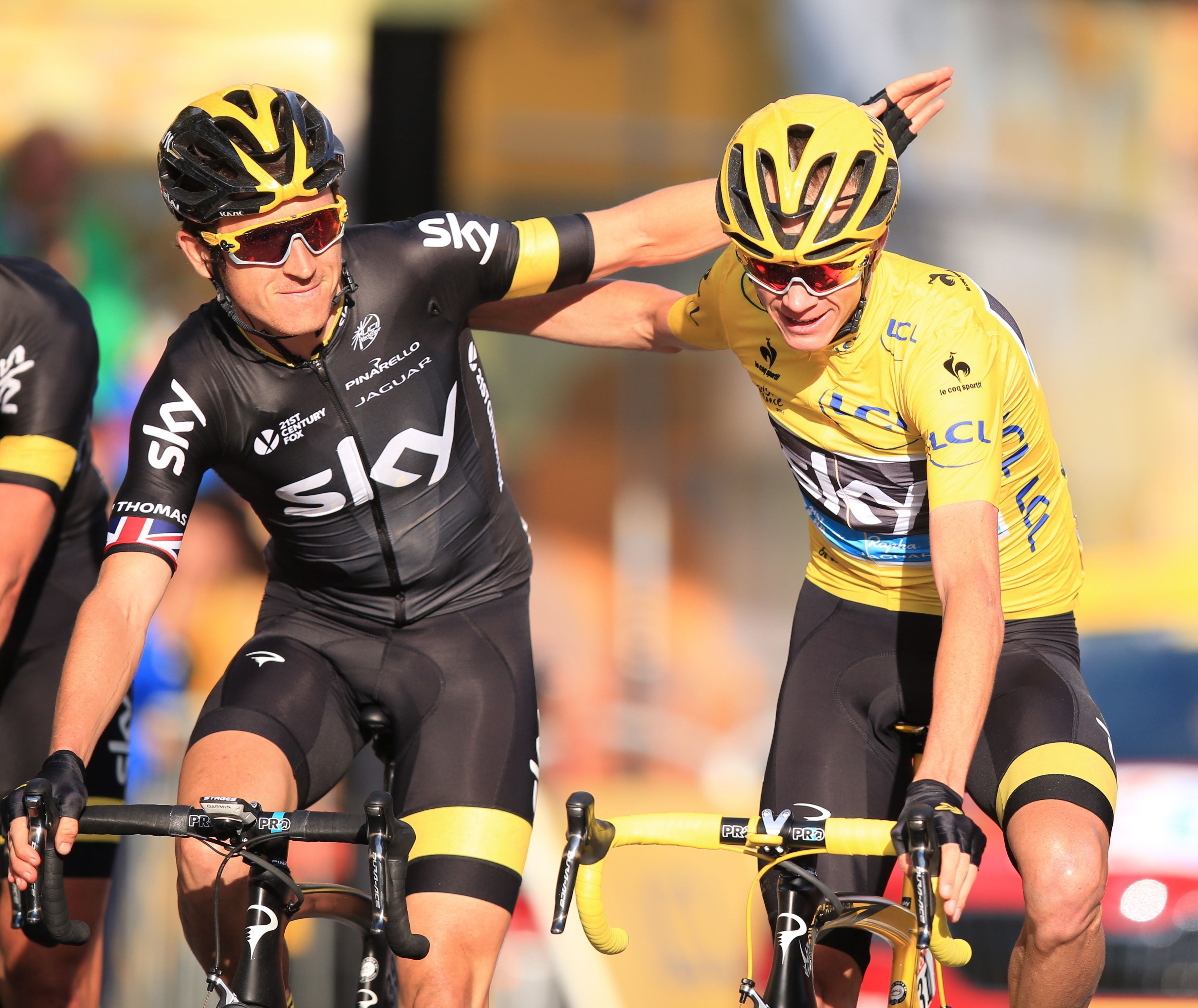 Froome, right, celebrated his 2015 victory alongside team-mate Geraint Thomas in Paris (Mike Egerton/PA) (PA Archive)