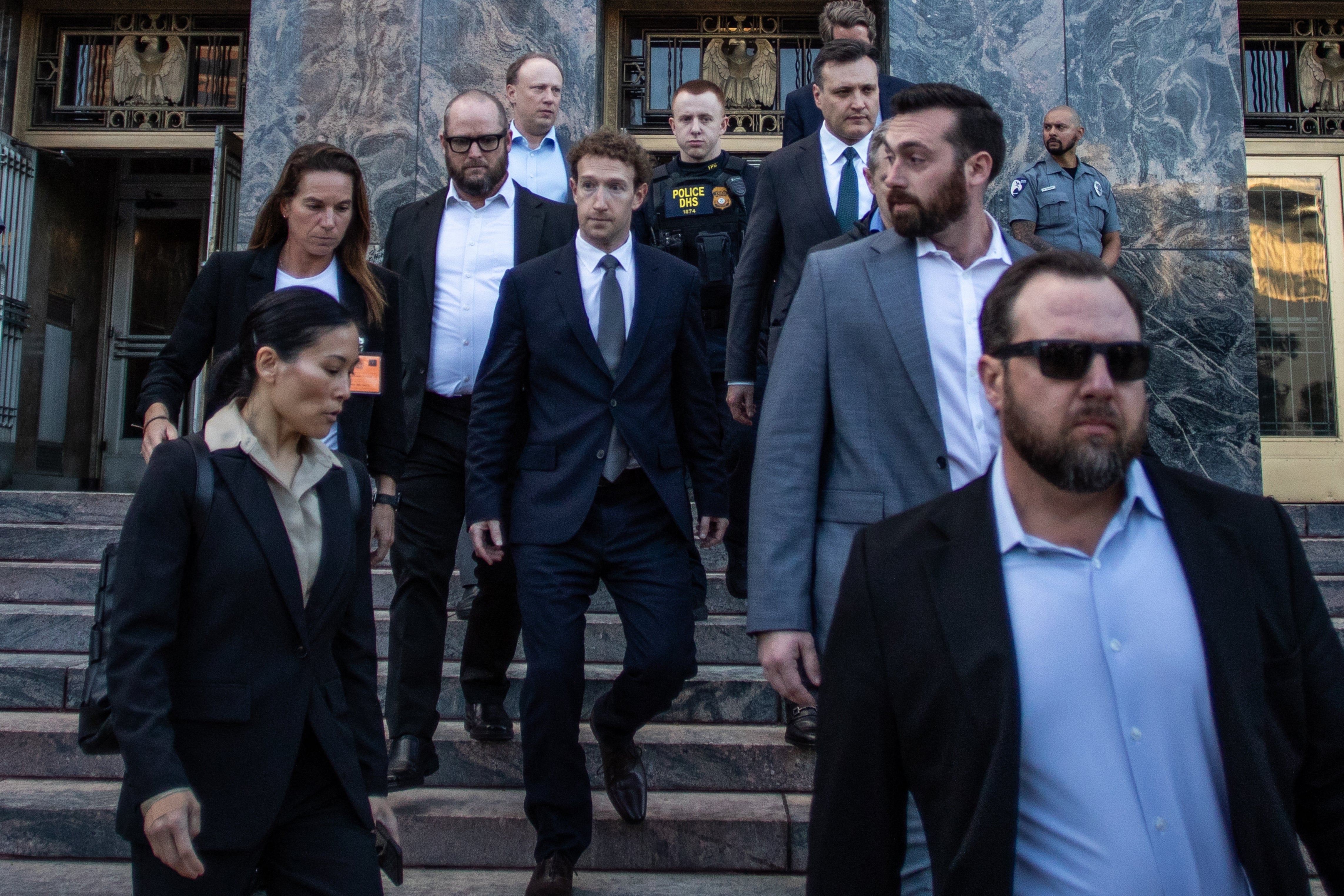 Meta CEO Mark Zuckerberg leaves an LA courthouse in February. Earlier this year, in a civil case brought in California, a jury found YouTube and Meta liable for creating platforms that are addictive for minors
