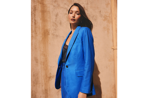 Next cobalt blue linen rich single breasted blazer