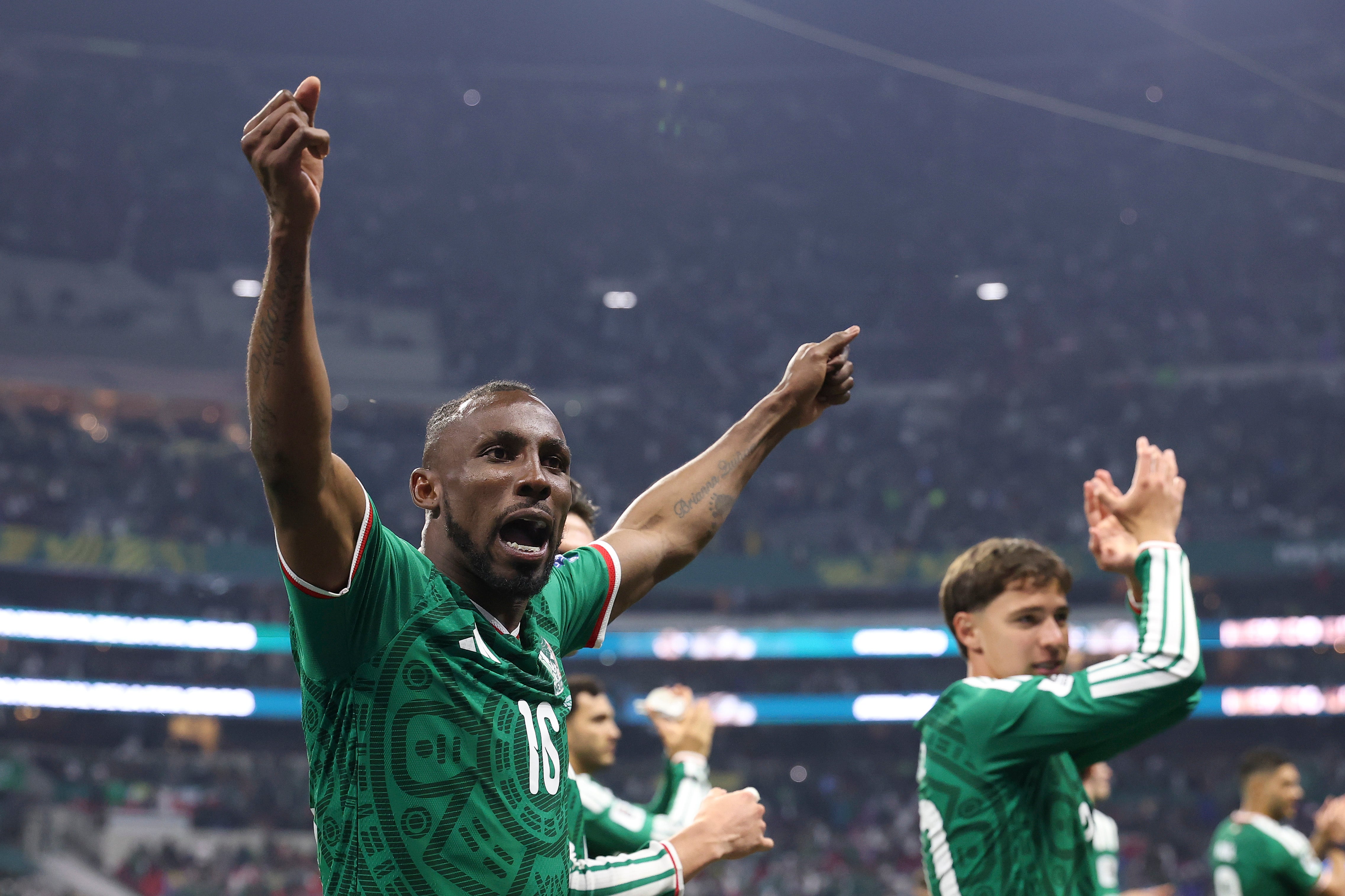Julian Quinones of Mexico celebrates against Ecuador