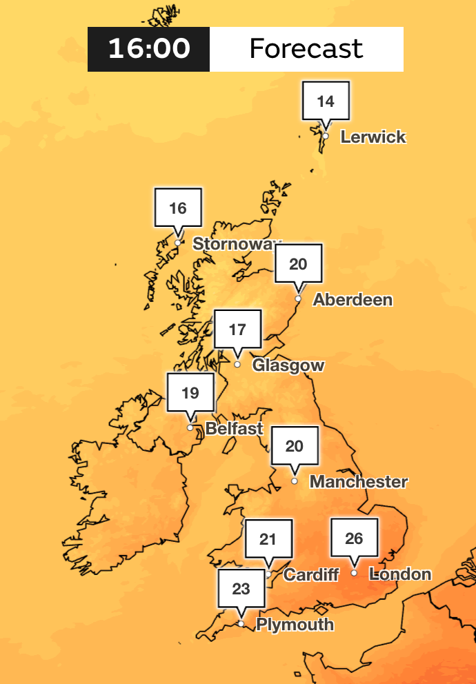 Saturday promises mild to hot temperatures across the UK, with highs of 26-27C