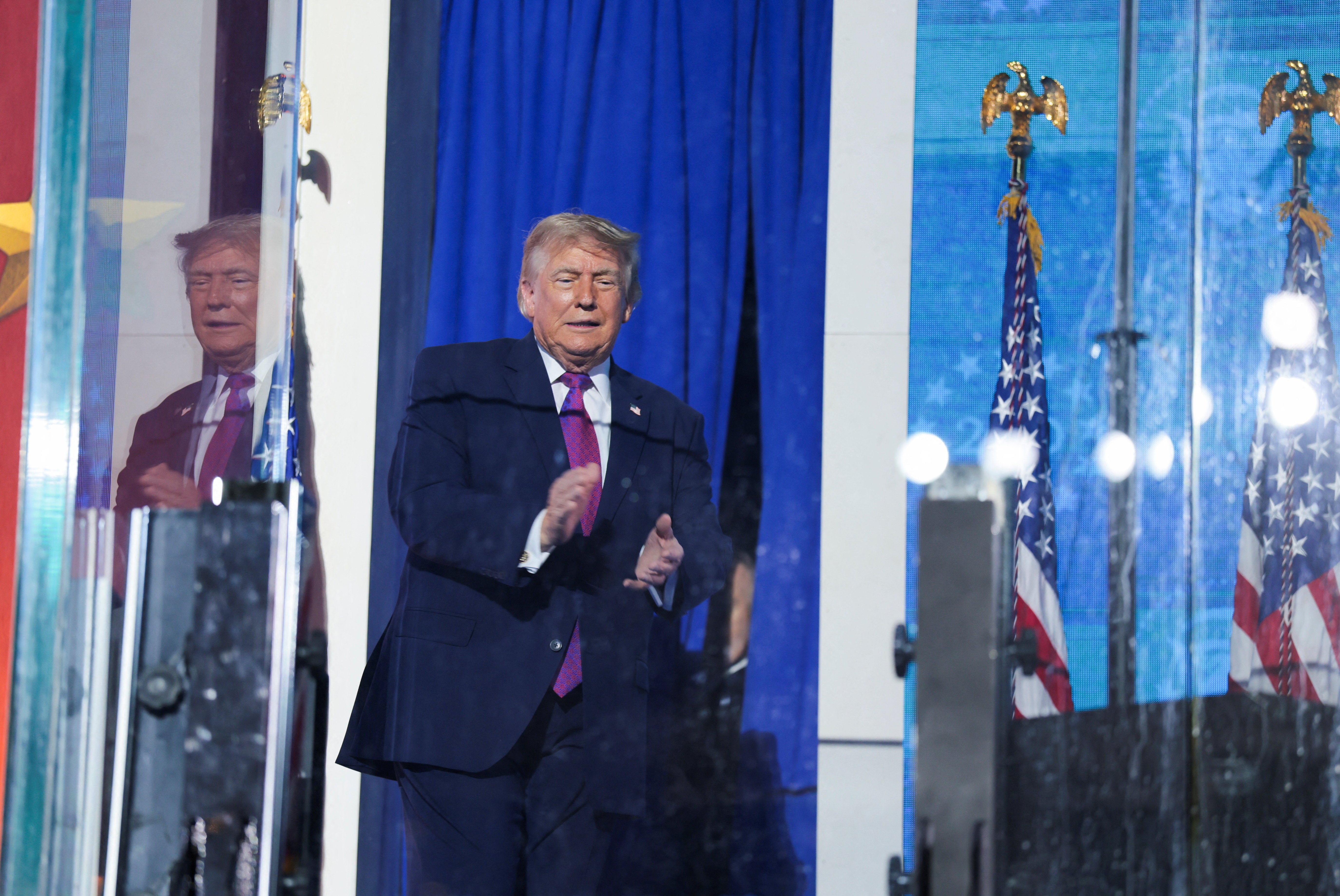 ‘At 250 years, America is the oldest Republic on Earth. We are the freest people on Earth,’ Trump said. ‘We are the strongest and most powerful country on Earth.’ (Reuters)
