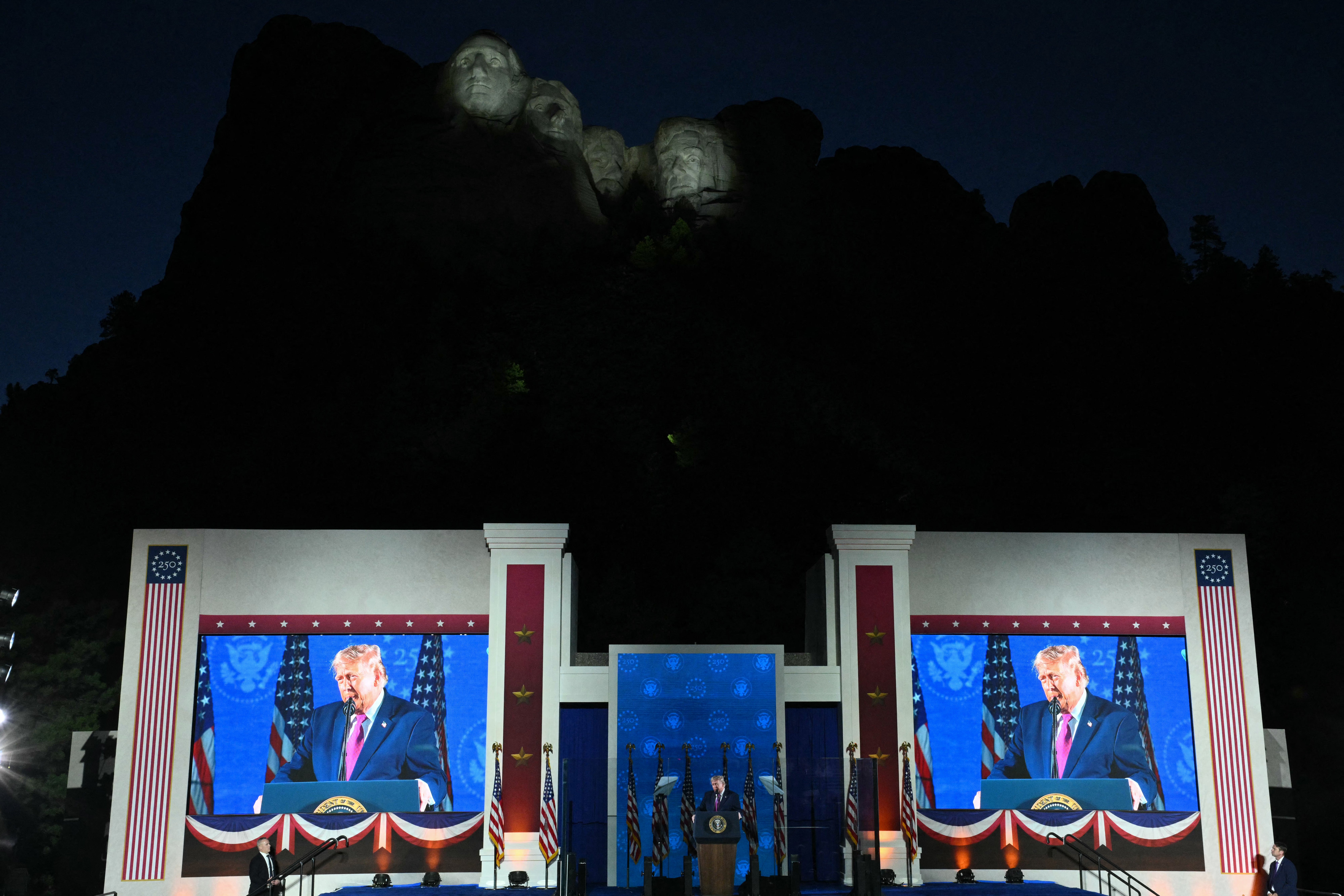Trump spoke of America’s past as the nation celebrates its 250th birthday (AFP/Getty)