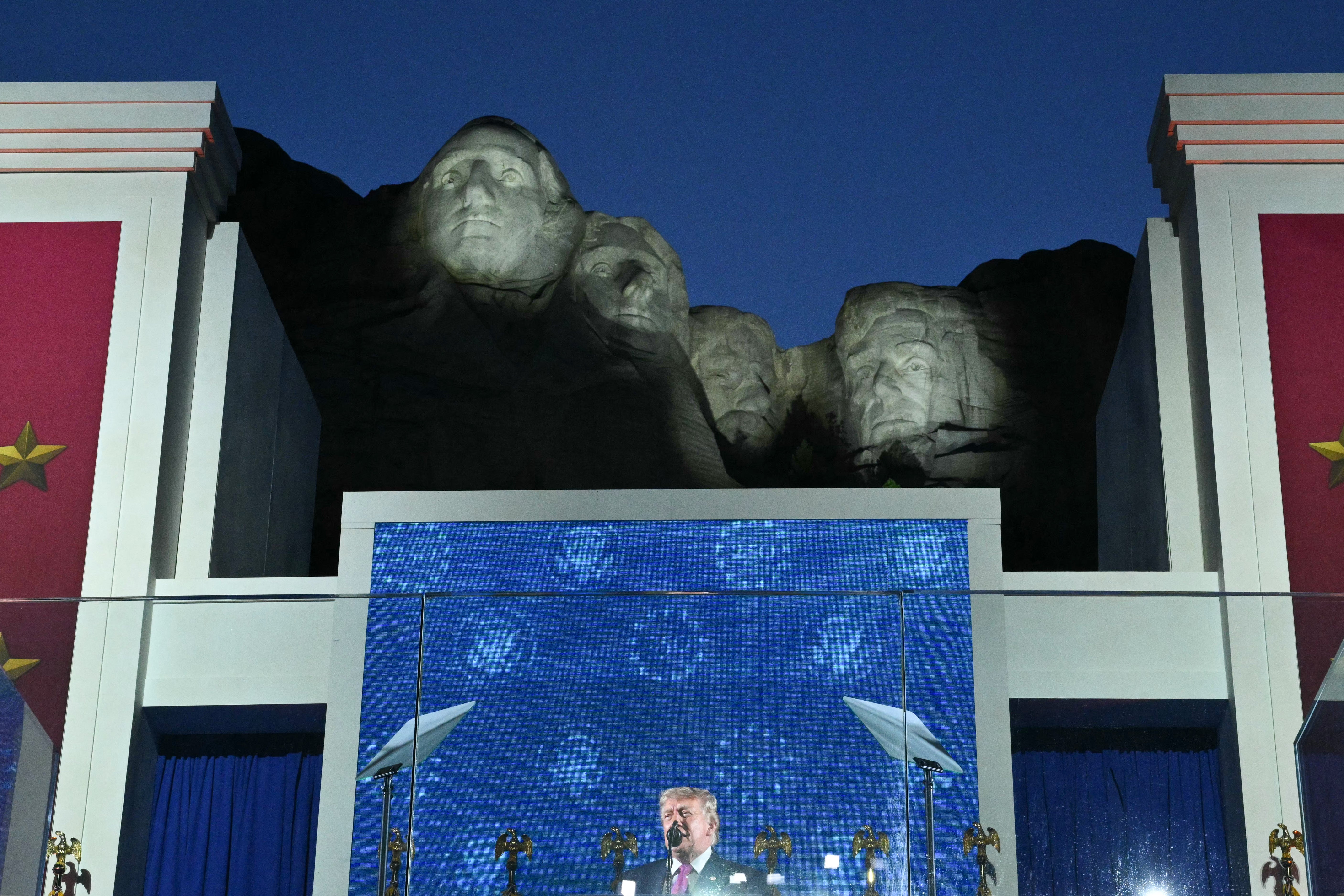 President Donald Trump speaks from Mount Rushmore on Friday night (AFP/Getty)