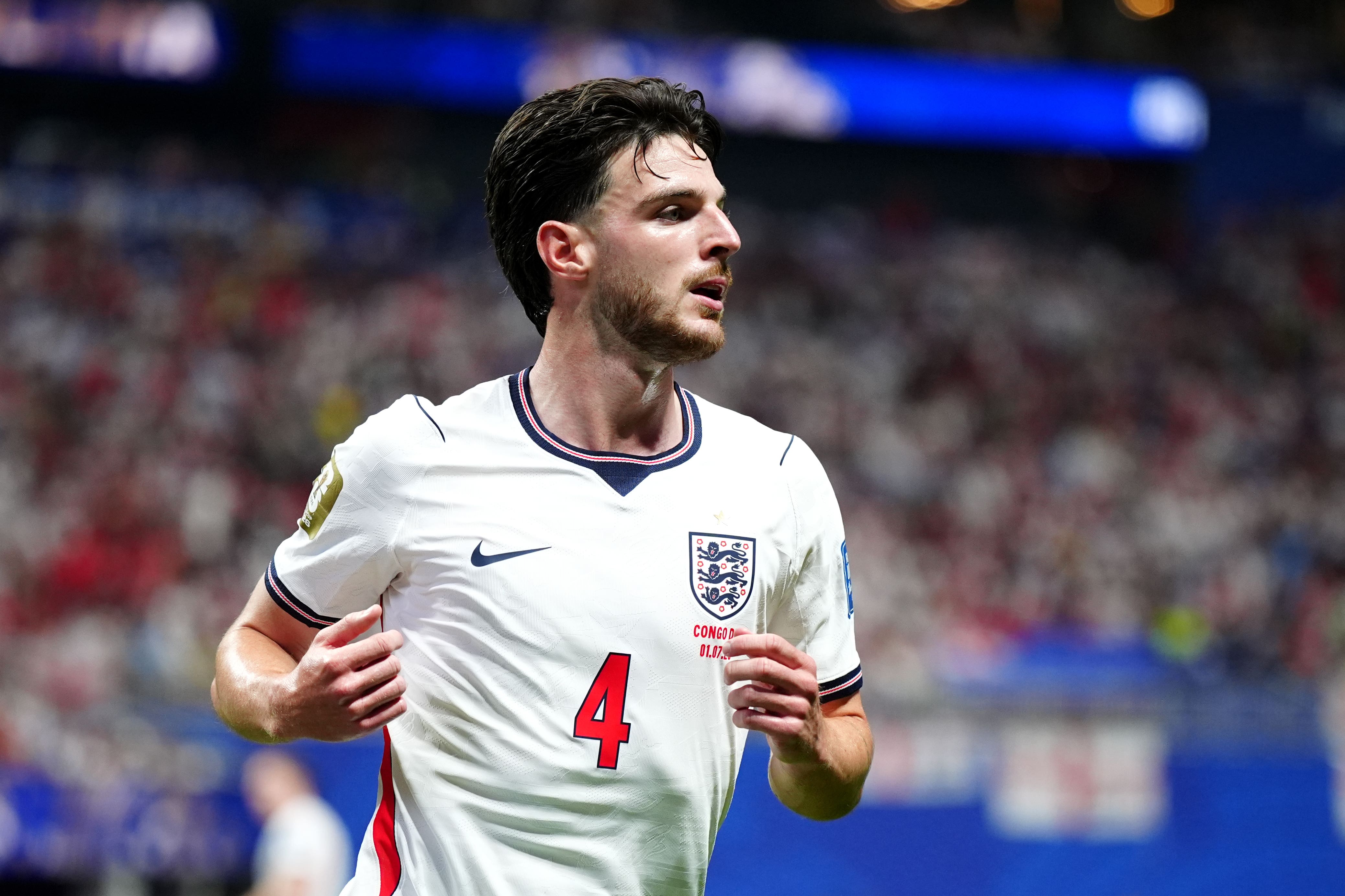 England’s Declan Rice during the FIFA World Cup Round of 32 match at Atlanta Stadium (Bradley Collyer/PA)