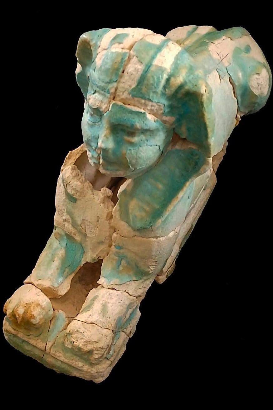 A recently discovered artifact is displayed in the Marina el-Alamein archaeological site, west of the Mediterranean city of Alexandria, Egypt