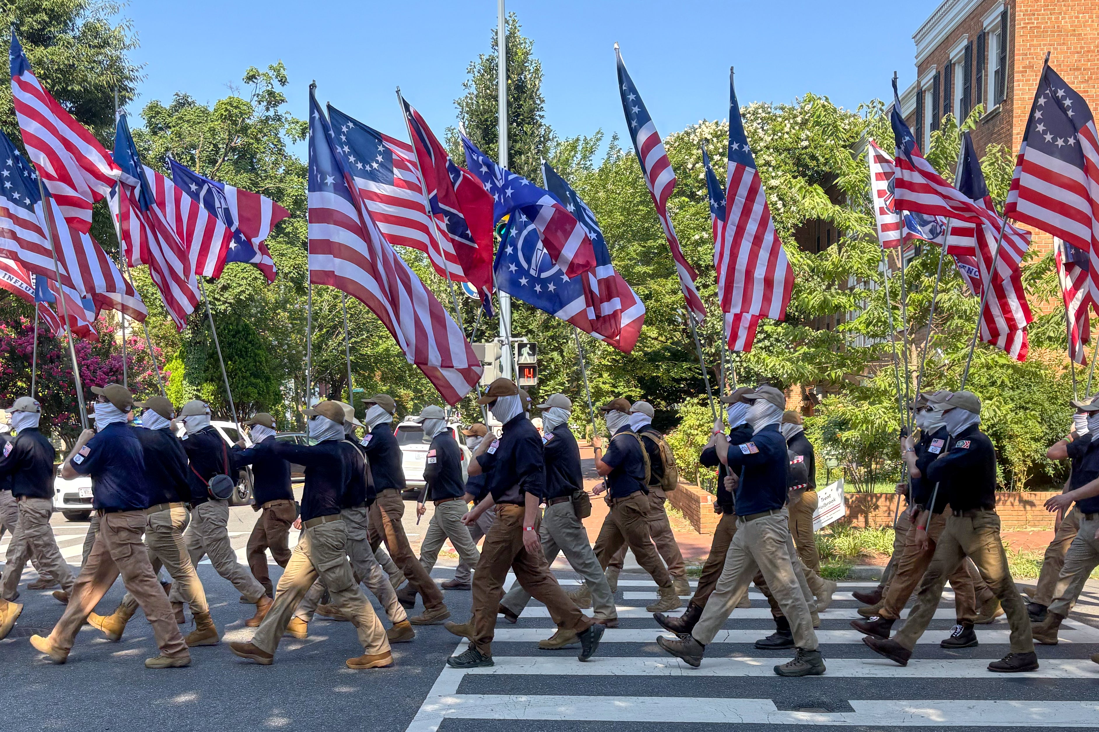 Patriot Front espouses the so-called ‘great replacement’ conspiracy theory