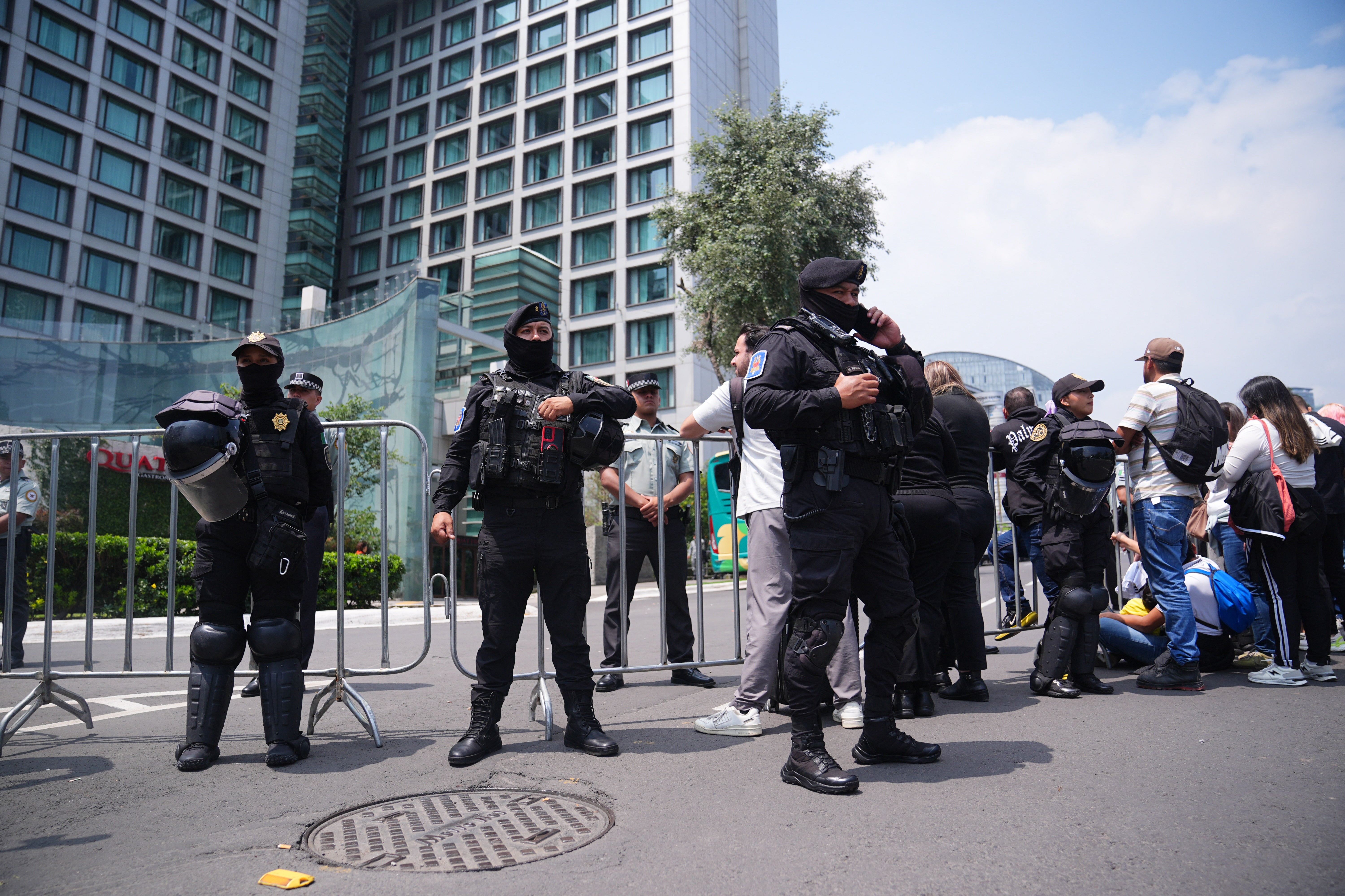 Mexican police guard England’s team hotel in Mexico City