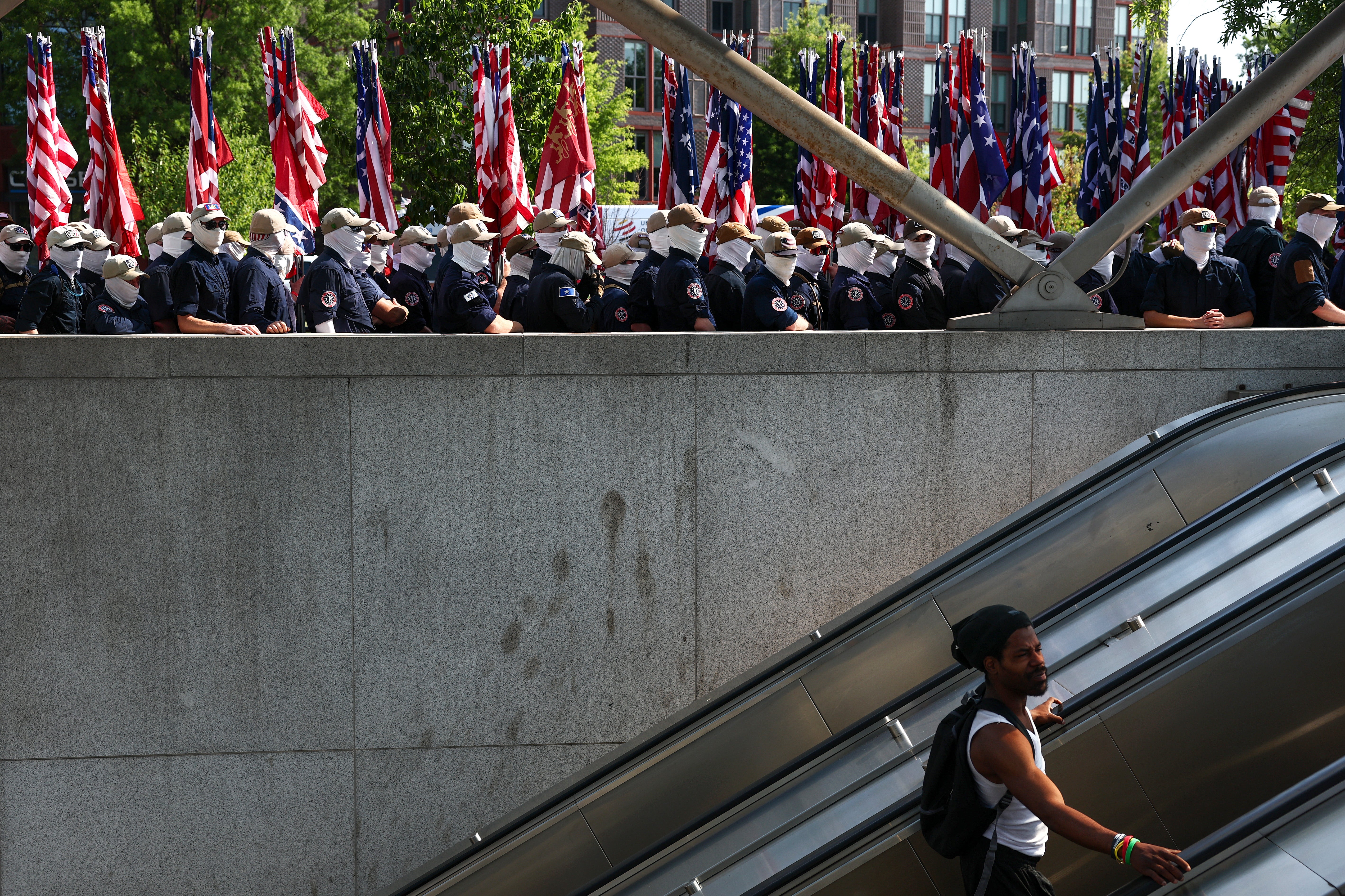 Hundreds of members of the group took part in the march