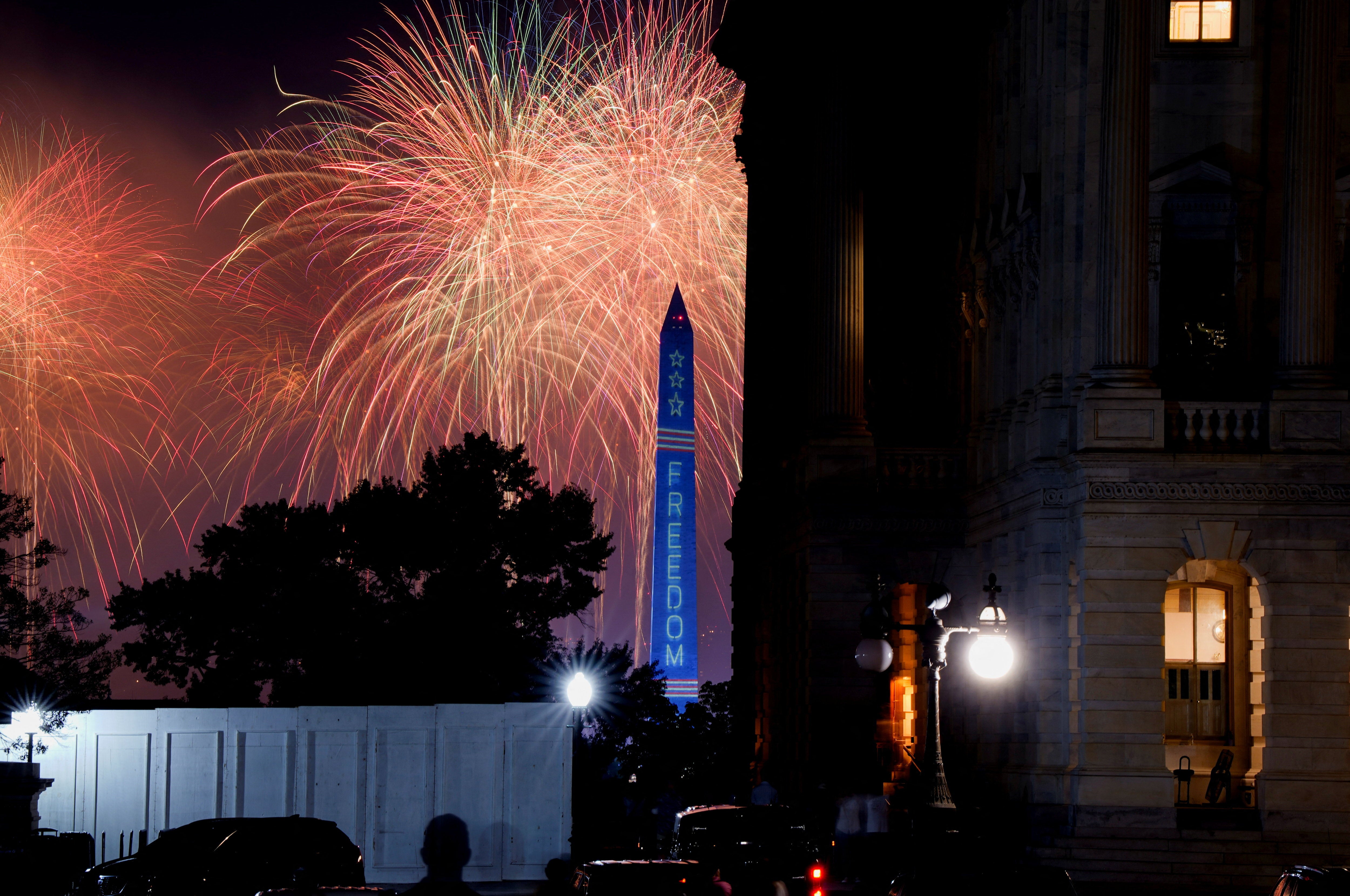 Fireworks lit up Washington, D.C., after President Donald Trump spoke on the National Mall (Reuters)