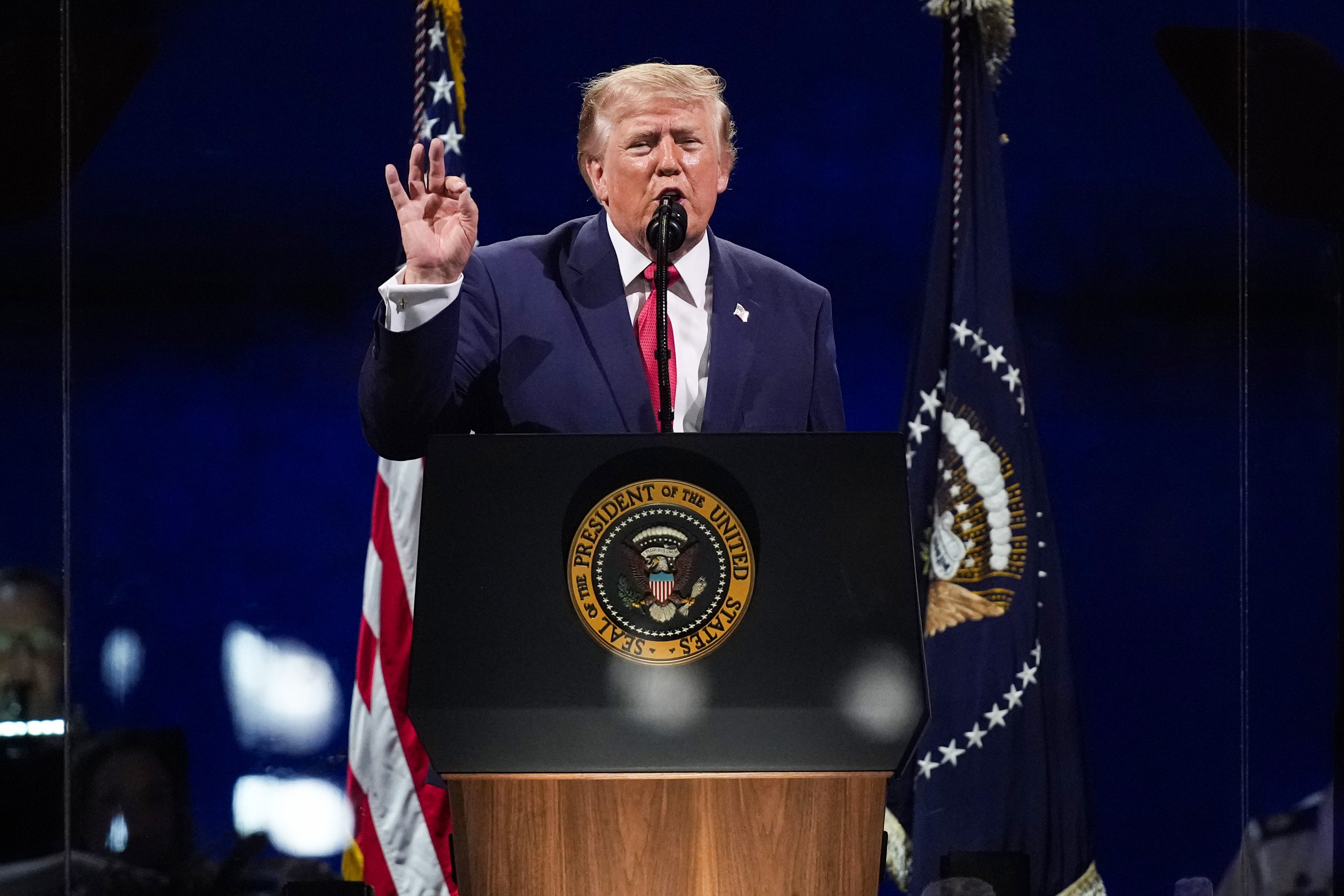 President Donald Trump stopped himself when 'third term' came up during his Fourth of July speech (Getty)