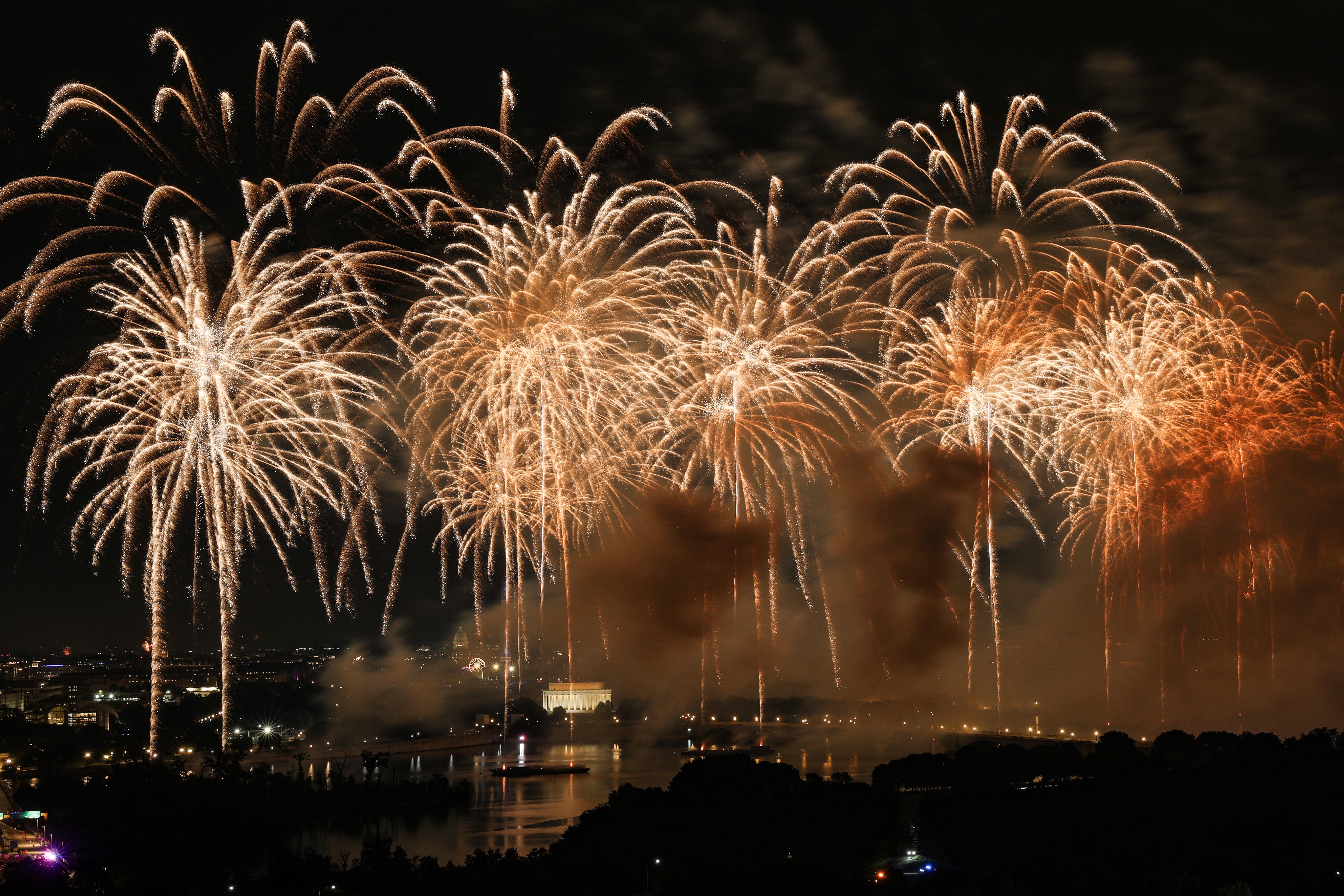 The Freedom 250 celebrations were interrupted earlier Saturday, after severe weather forced evacuations (Getty)