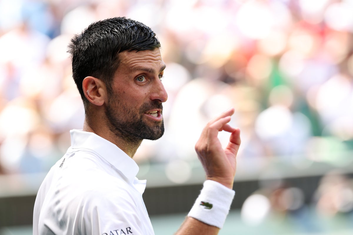 Novak Djokovic facing Roman Safiullin on Centre Court at Wimbledon