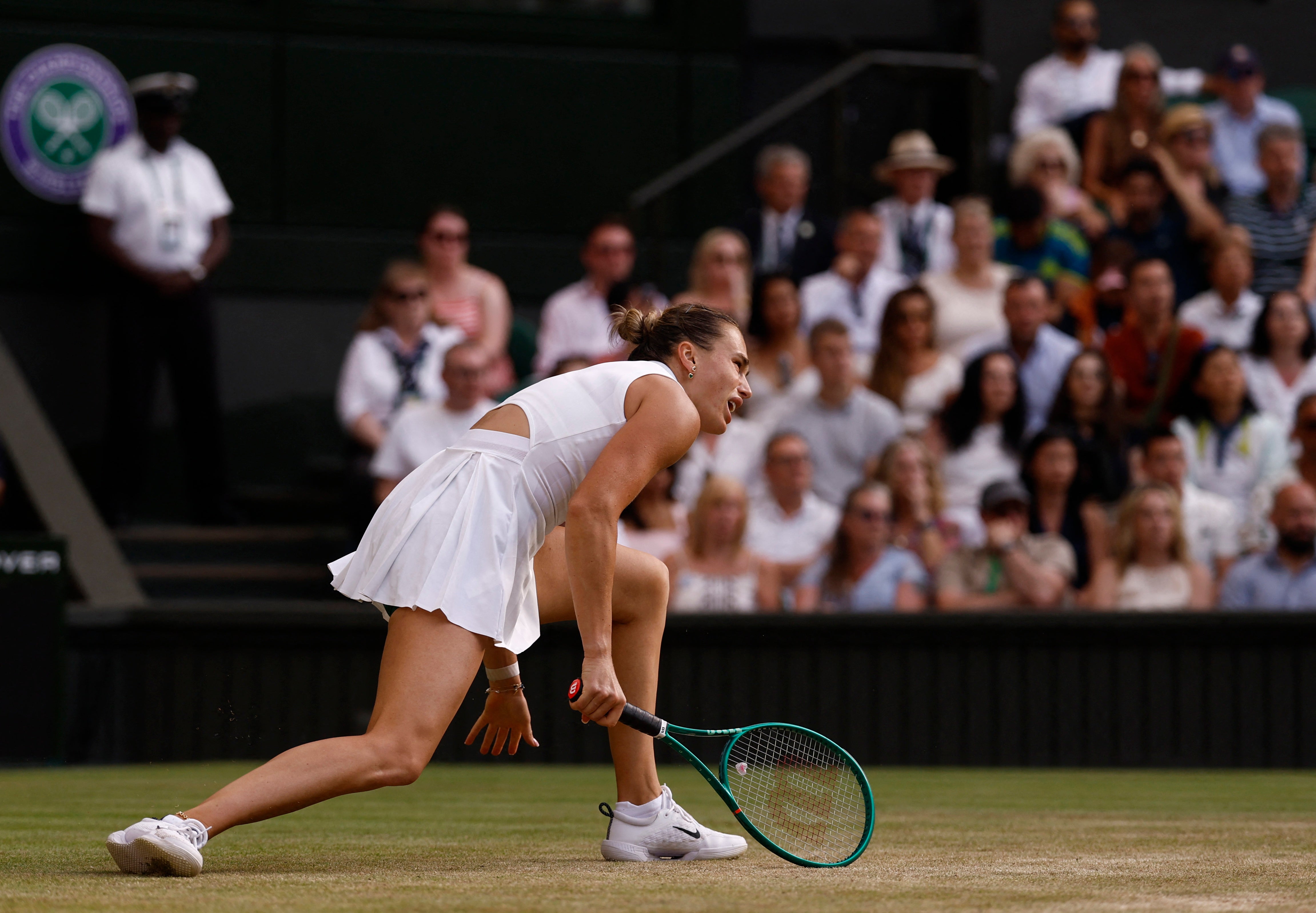 Sabalenka cut a frustrated figure throughout the first set