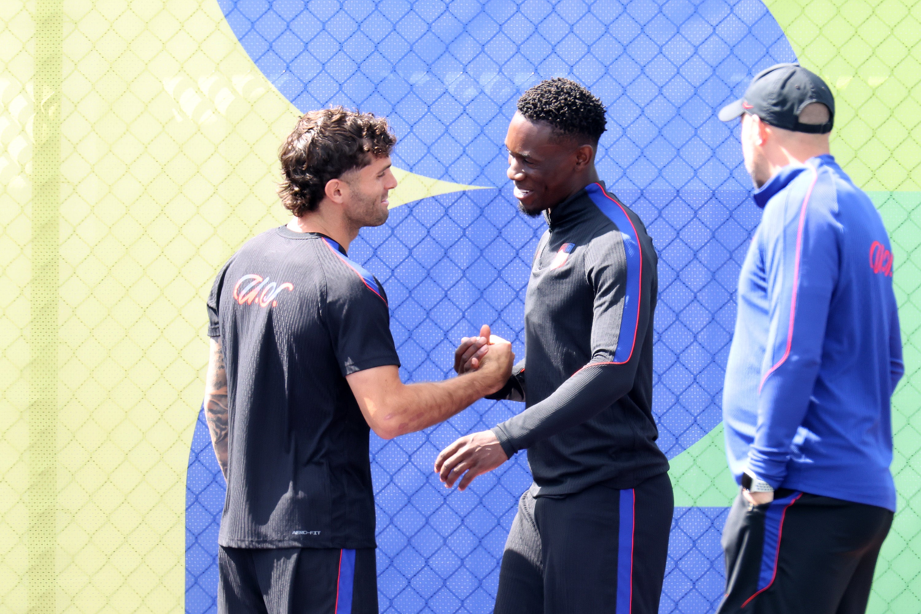 Christian Pulisic with teammate Folarin Balogun in training (Getty)
