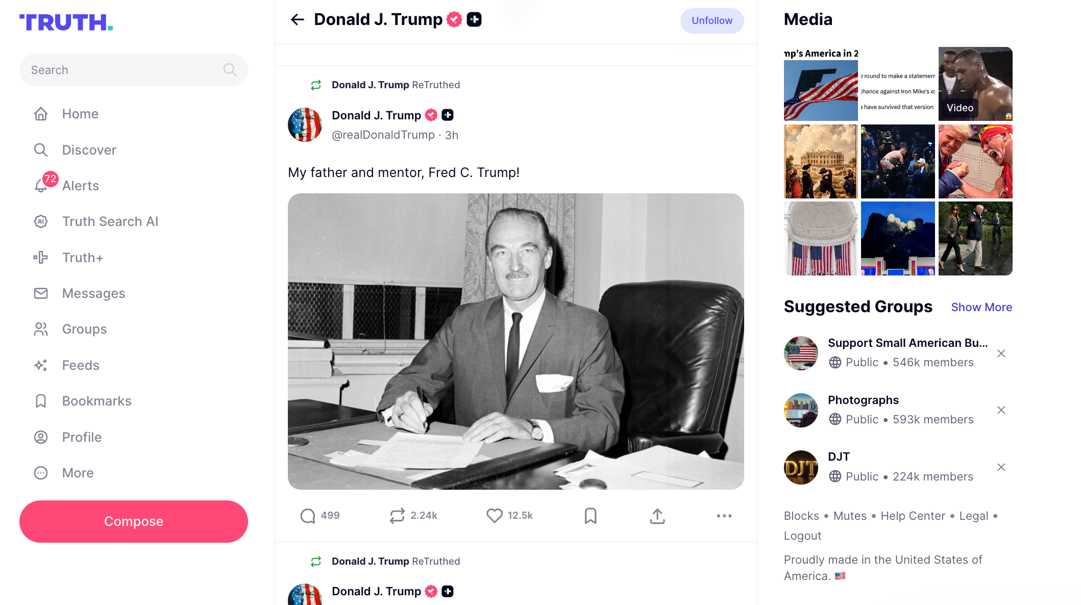 The president also paid tribute to his father, Fred Trump, calling him his ‘mentor’