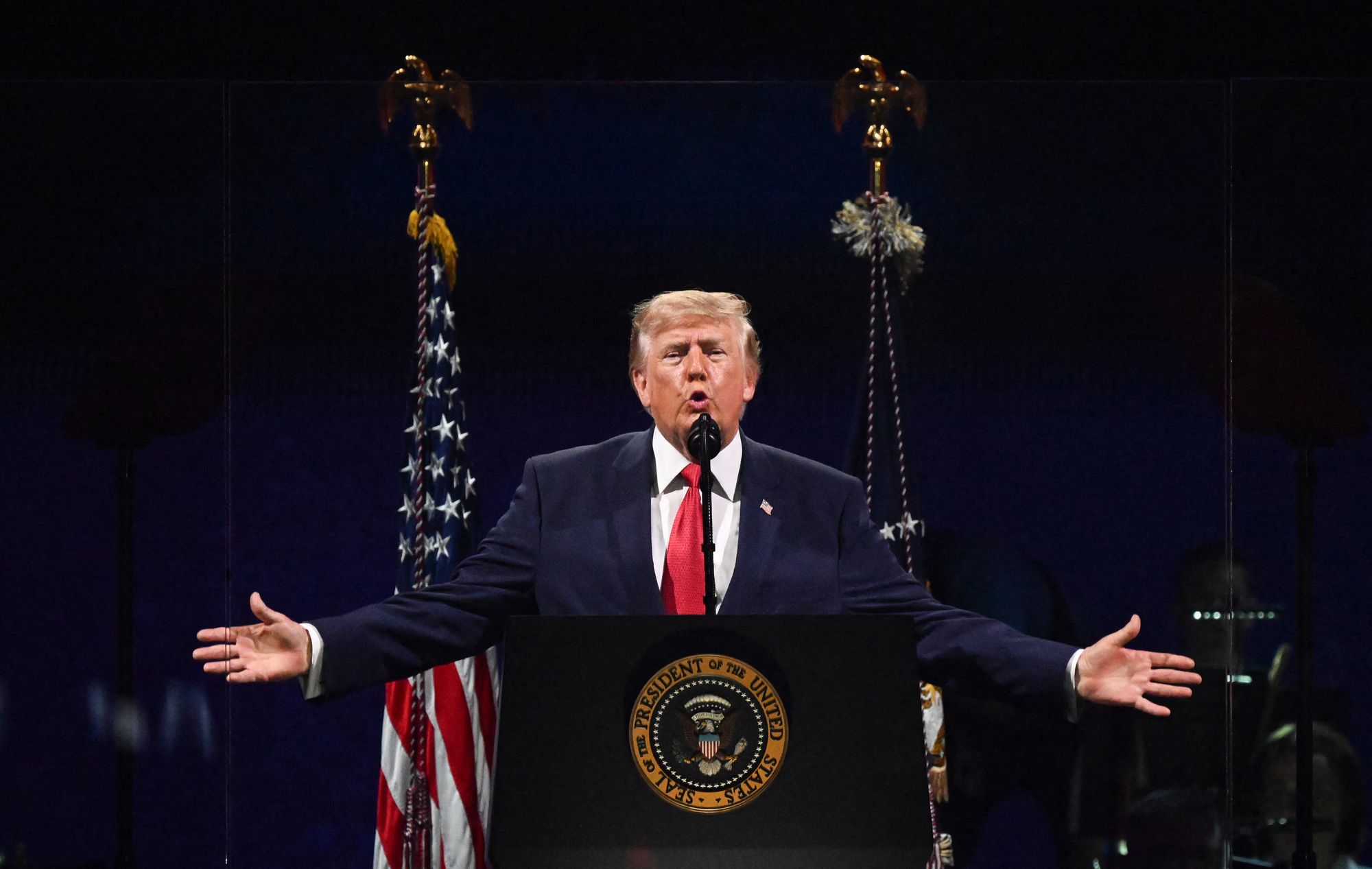 President Donald Trump speaks on the National Mall to celebrate Independence Day (AFP via Getty Images)