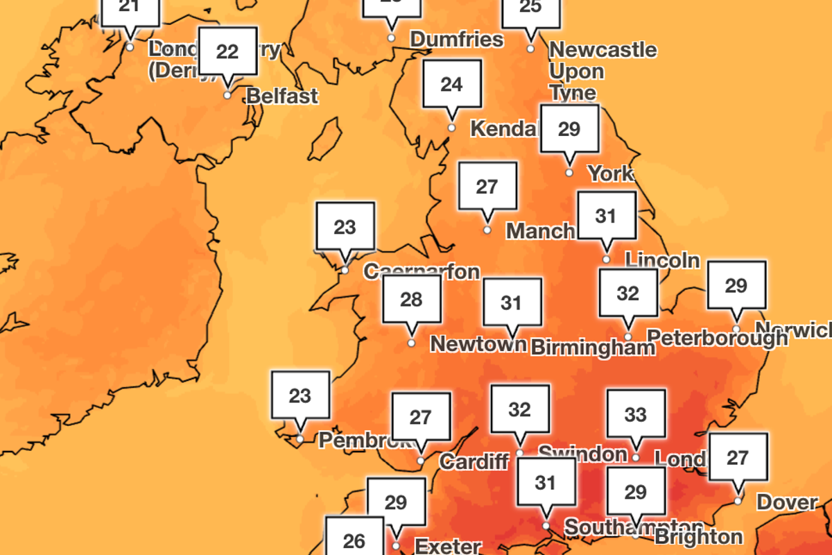 UK weather mapped: Where highest temperatures will hit in scorching July ...