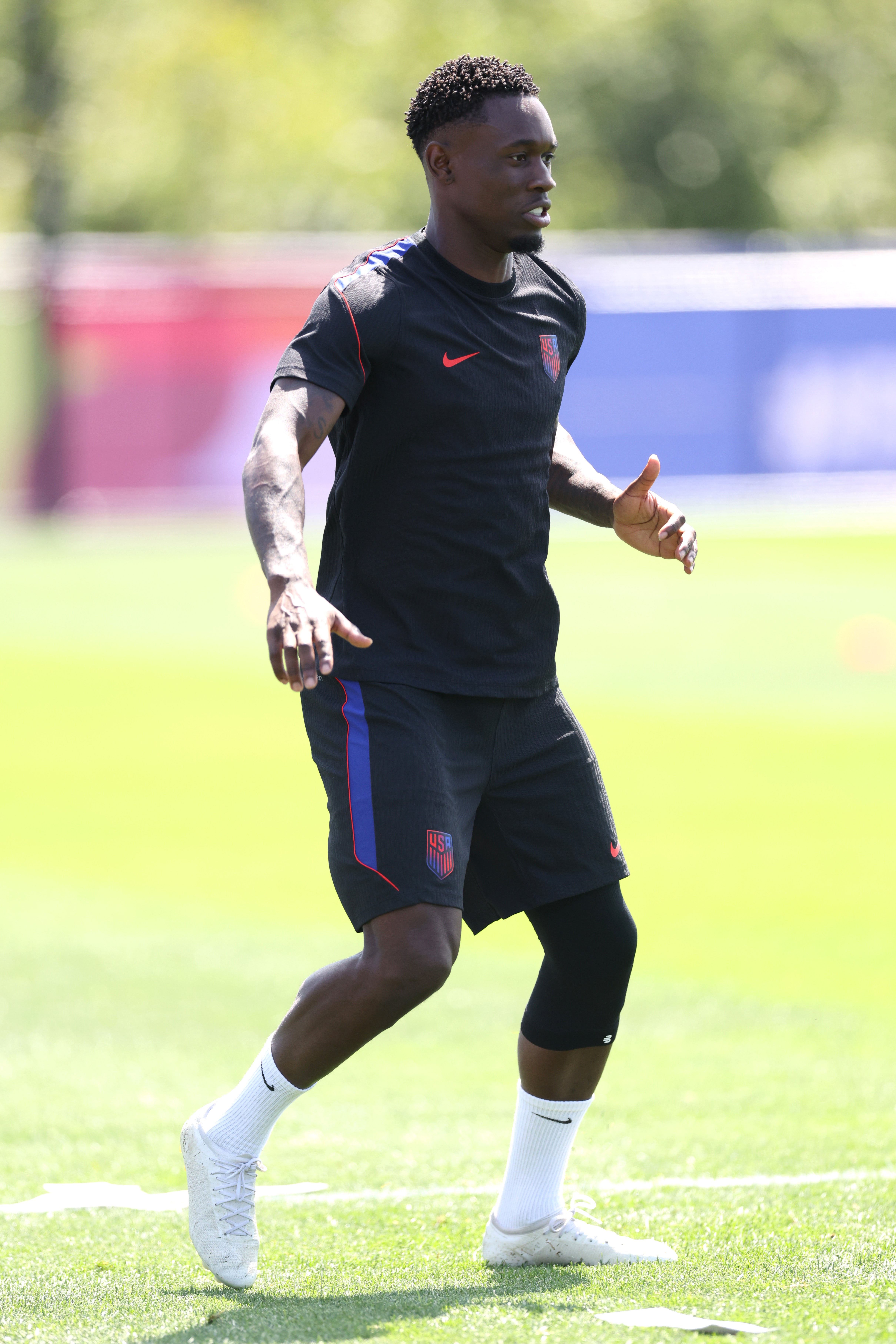 Folarin Balogun of the United States attends a training session