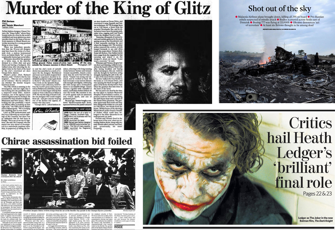 This Week in History: Versace murdered, Chirac survives neo-Nazi plot, and Kennedys die in crash