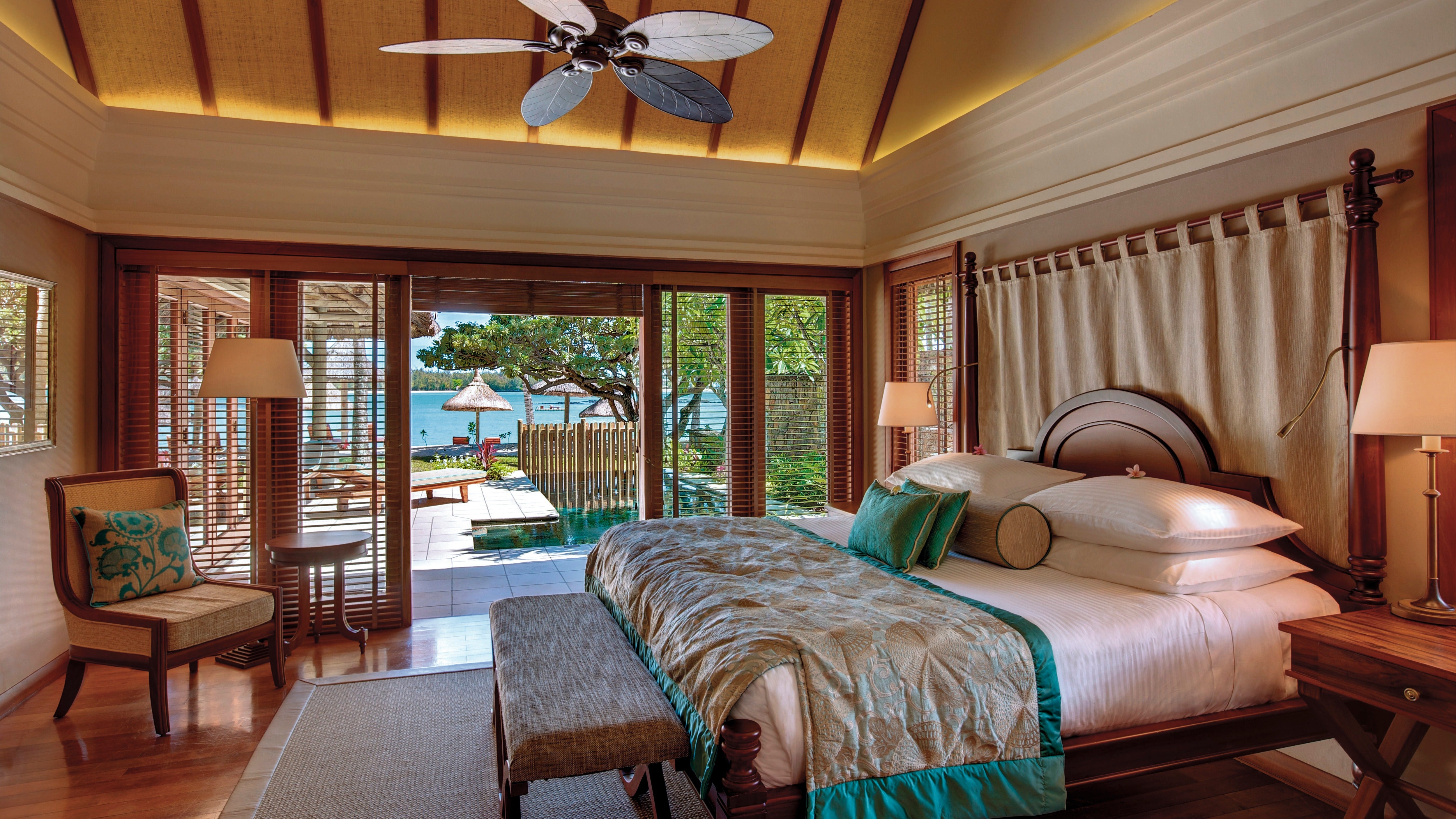 One of the spacious beachfront villas