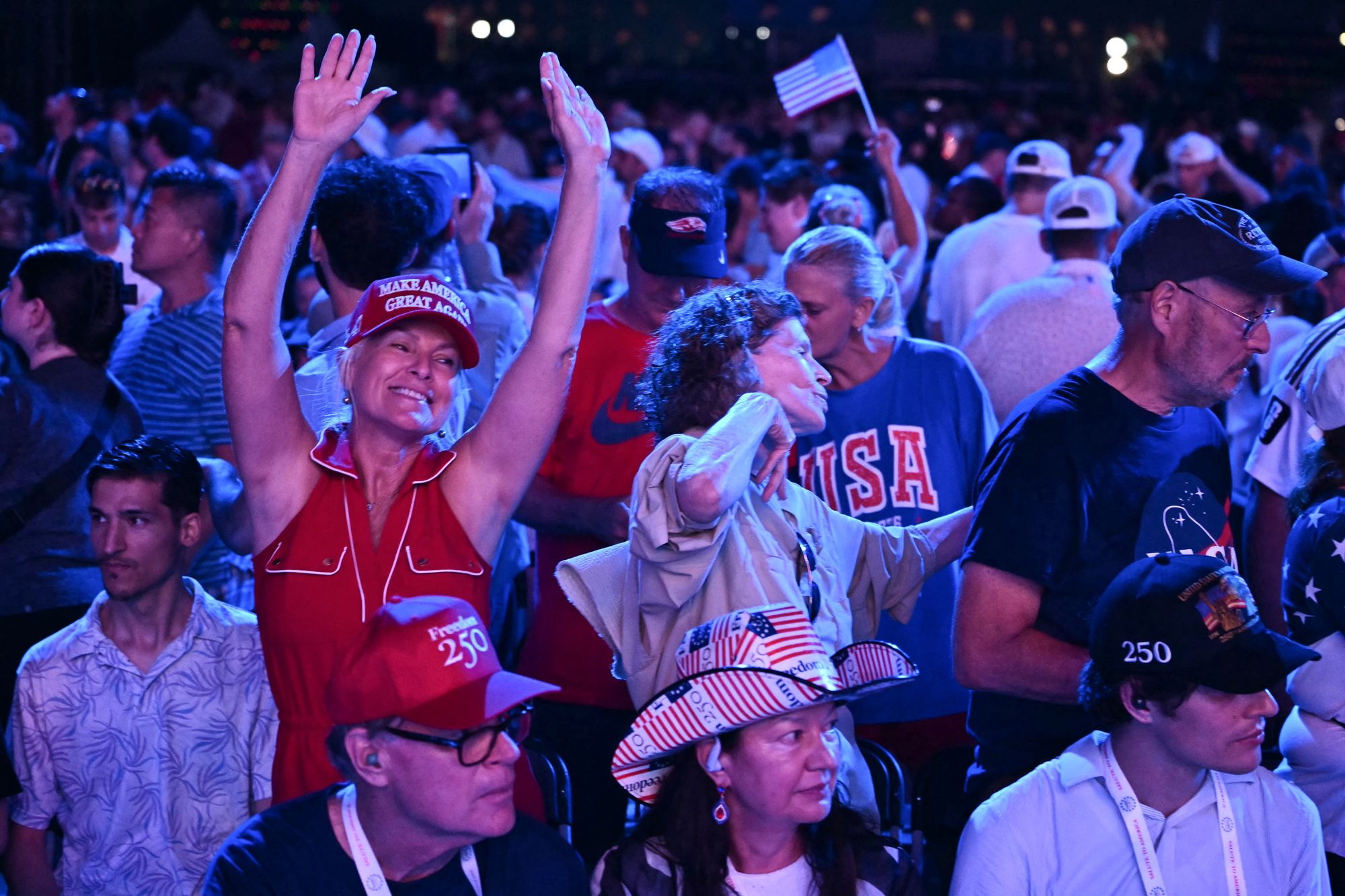 After a stormy forecast, crowds assembled on the National Mall were forced to take shelter ahead of Trump’s speech on July 4 due to storms