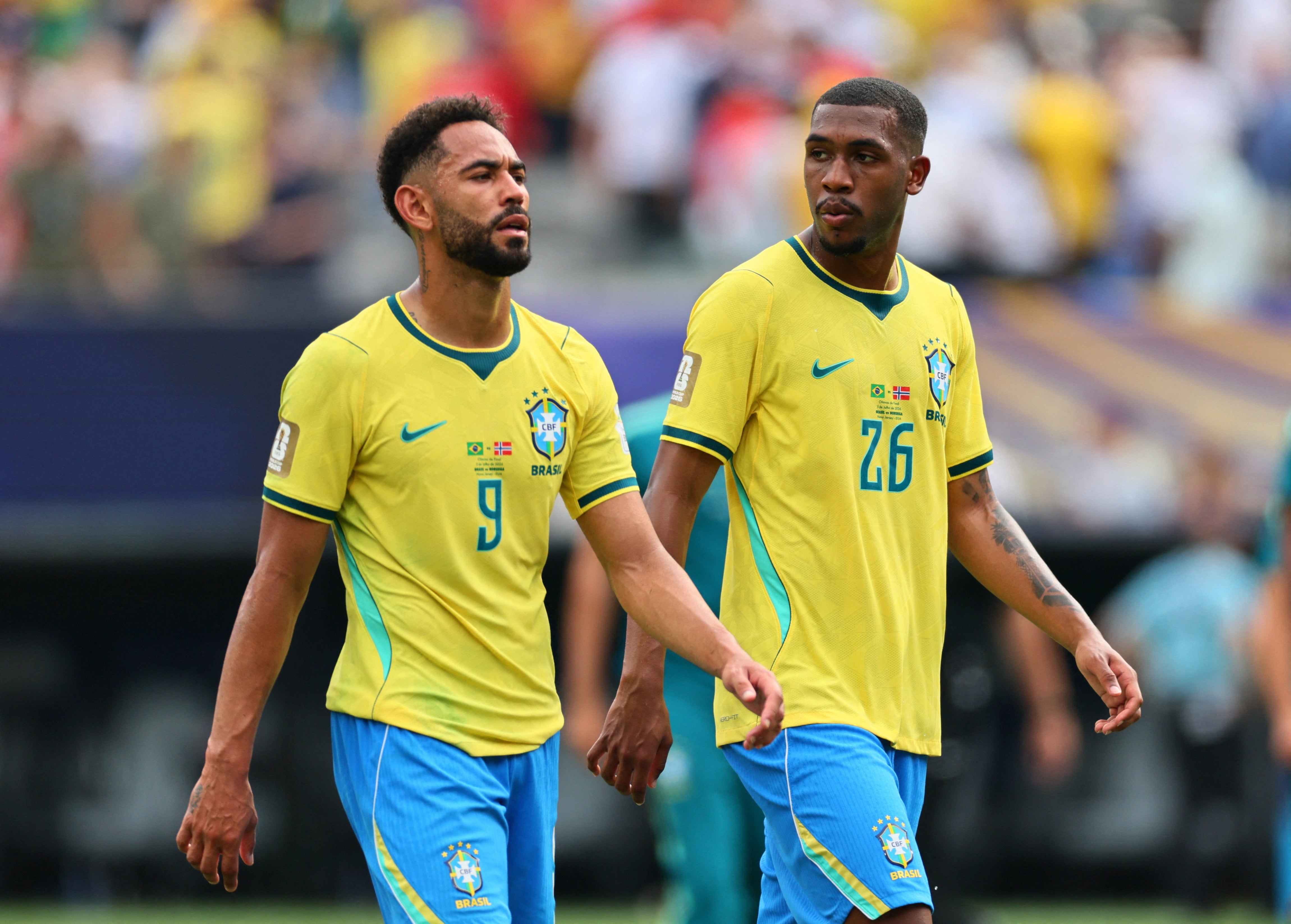 Matheus Cunha (left) won Brazil a penalty but they couldn't beat Norway (Reuters)