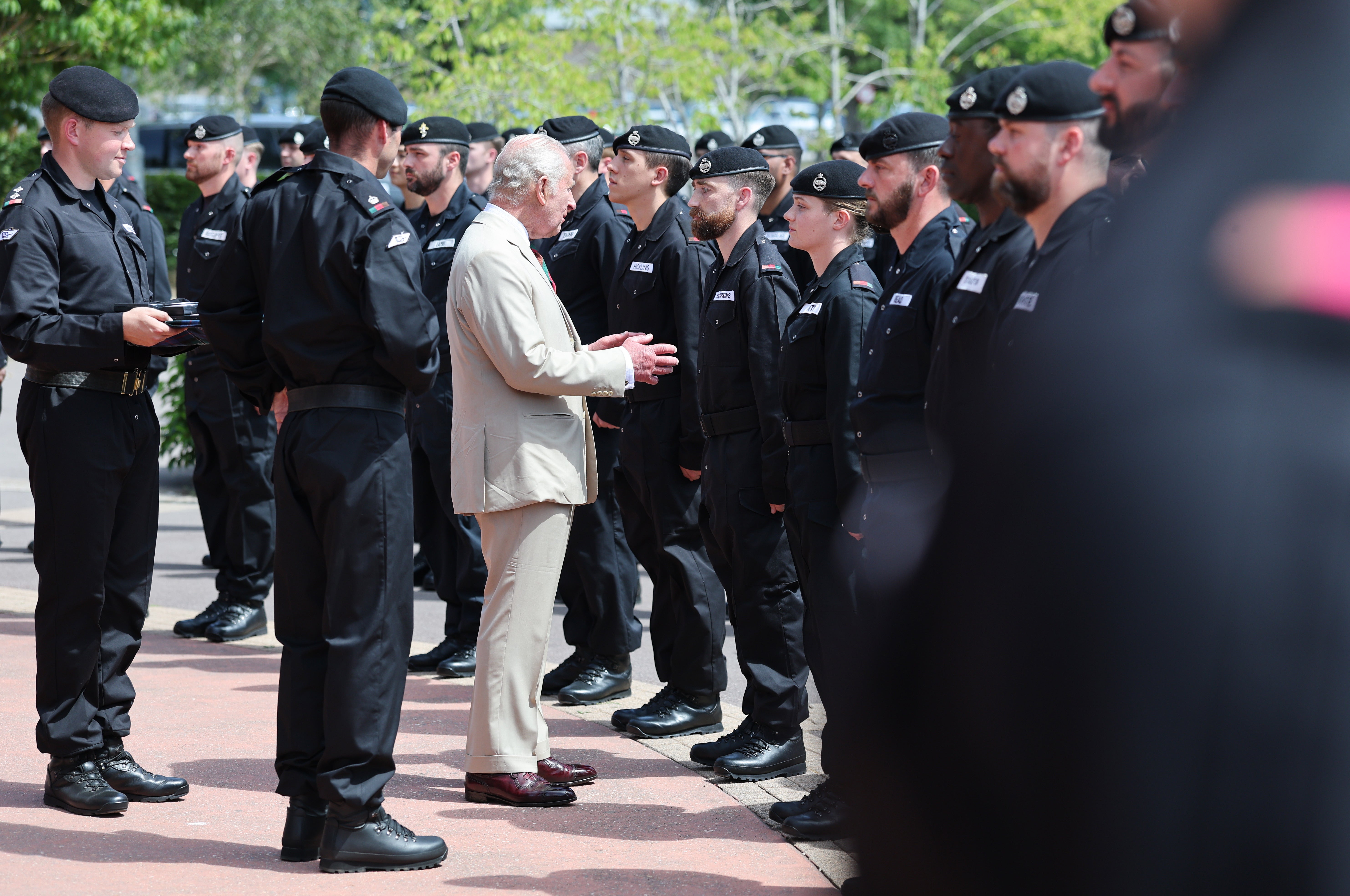 Outside, the King presented medals to soldiers on parade including wider service medals for Operation Cabrit in Estonia, long service, good conduct medals and commendations