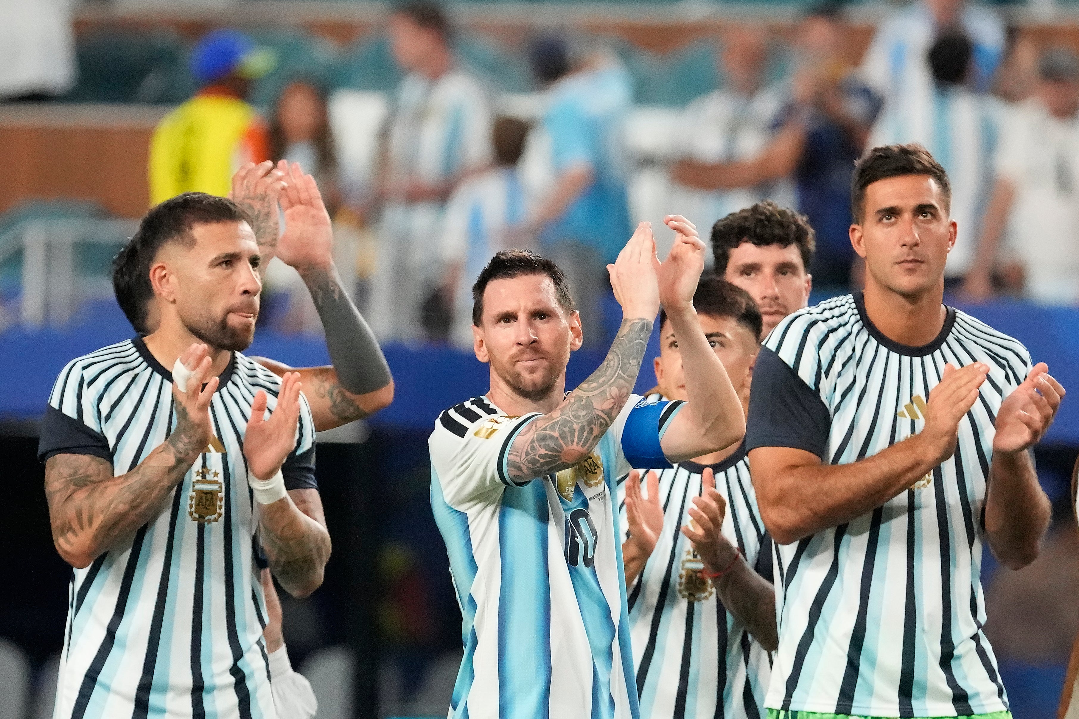 Lionel Messi is looking to take Argentina into the World Cup quarter-finals (Chris Carlson/AP) (AP)