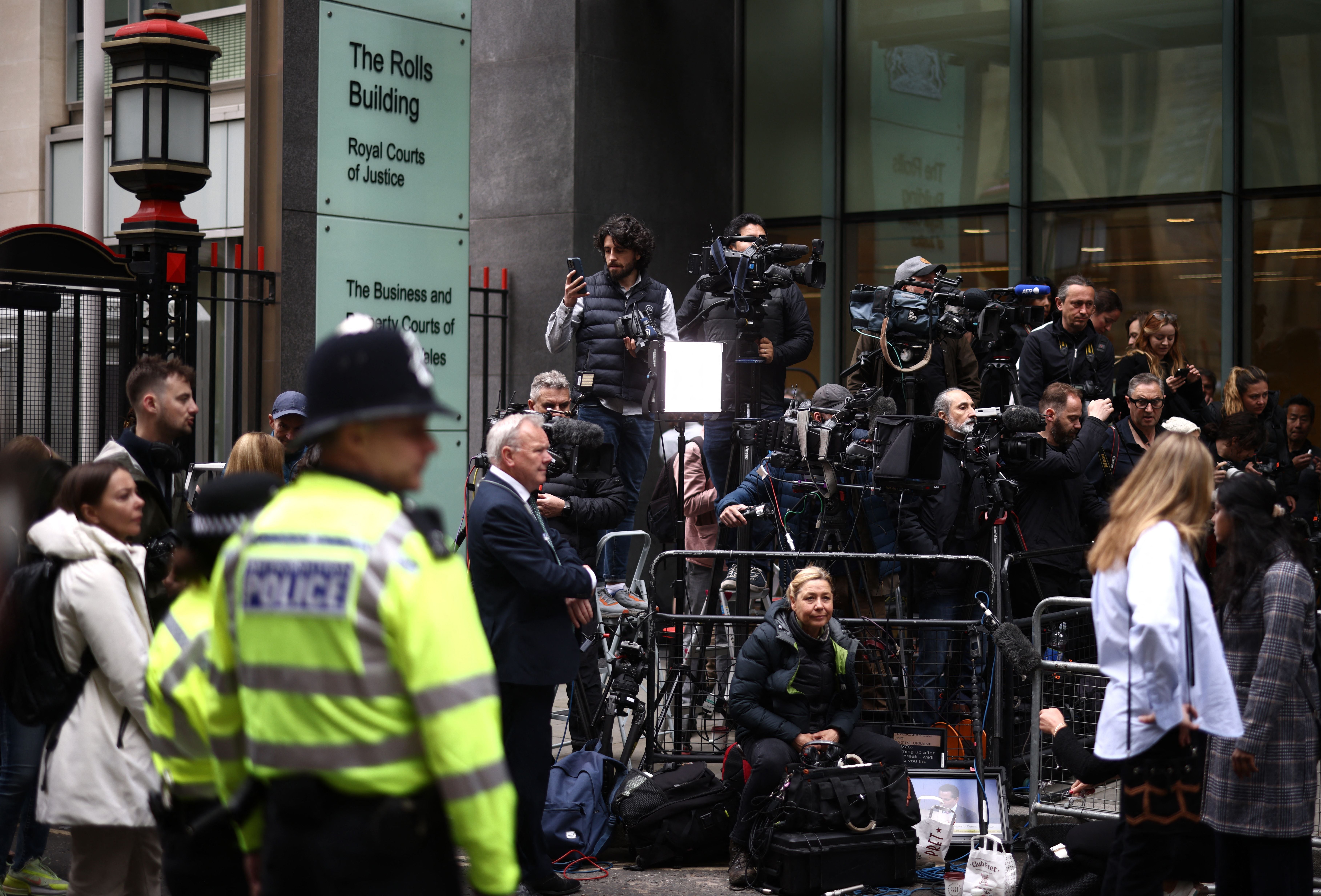 The press turned out in force for the appearance of Harry at the Royal Courts of Justice (AFP/Getty)