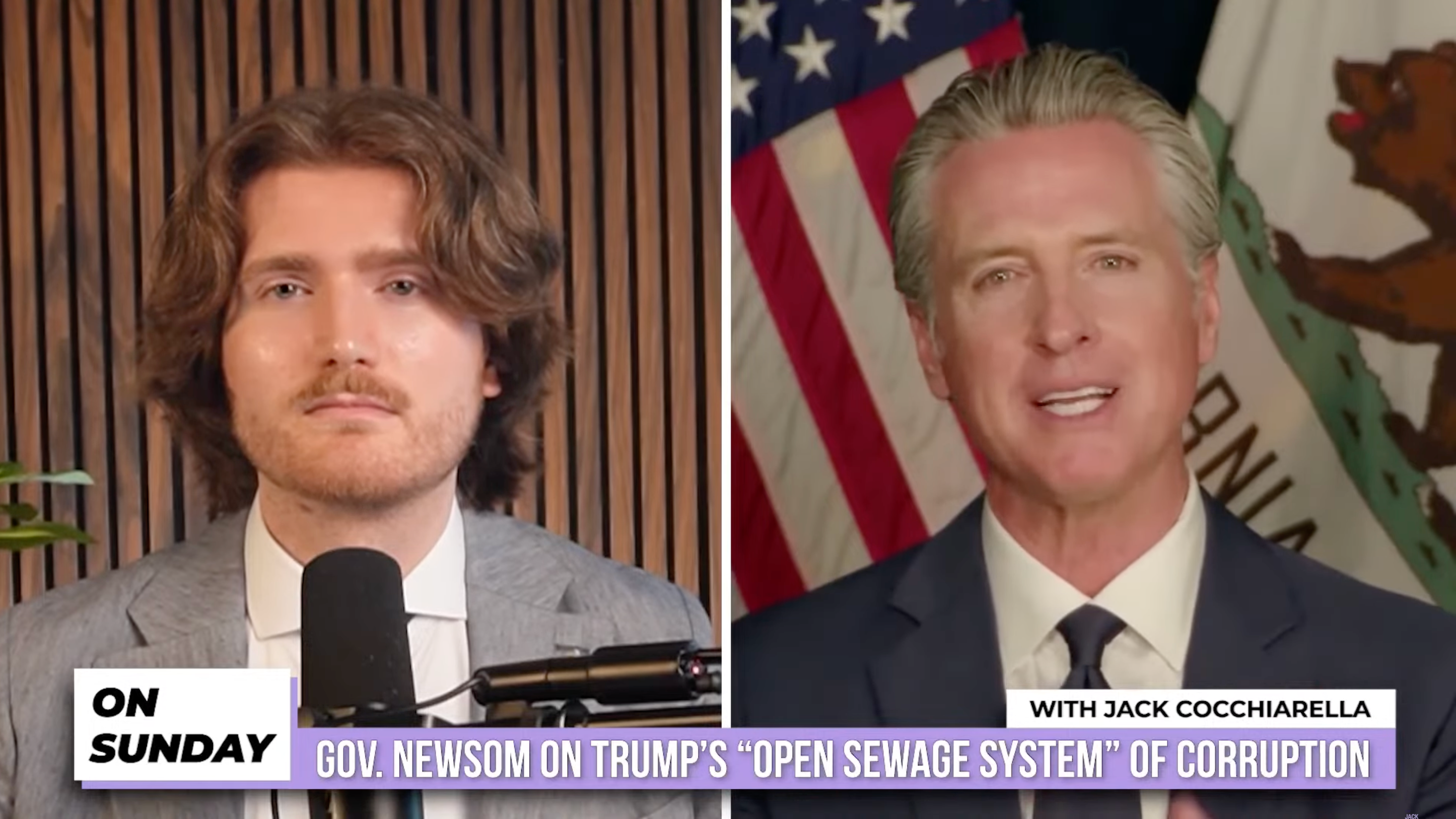 'You see these press conferences in the Oval Office,' Newsom said. 'You maybe have one or two reasonable reporters. They ask a question; there's no chance for a follow-up'