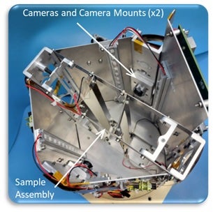 An internal view of shows the engineering hardware for the combustion chamber, including the cameras that will record how the fire behaves