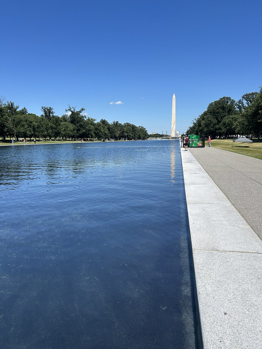 One of the images Trump shared over the weekend. Contractors are still vacuuming up the dead algae from the bottom of the Reflecting Pool