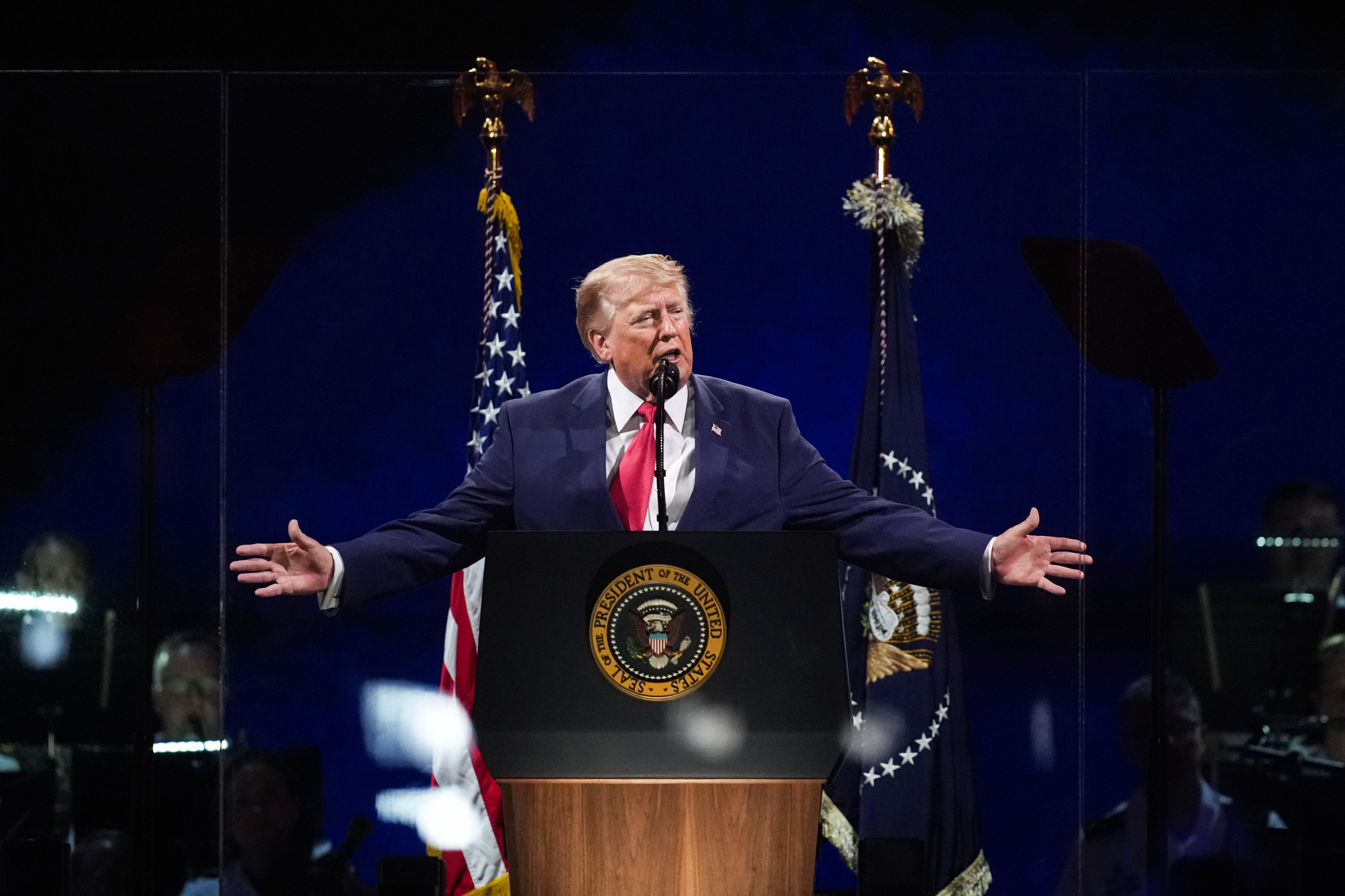 President Donald Trump ultimately took the stage around 11 pm, delivering a 40-minute campaign-style address, where he railed against communism and promoted the SAVE America Act