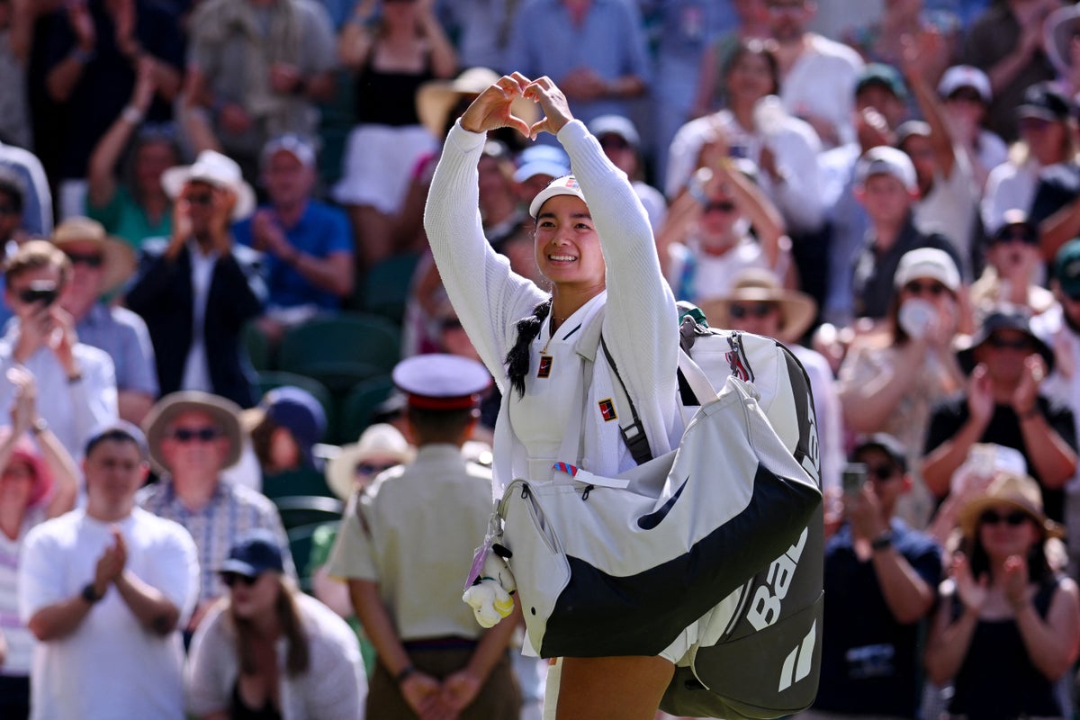 Jasmine Paolini competing against Alexandra Eala on Centre Court at Wimbledon