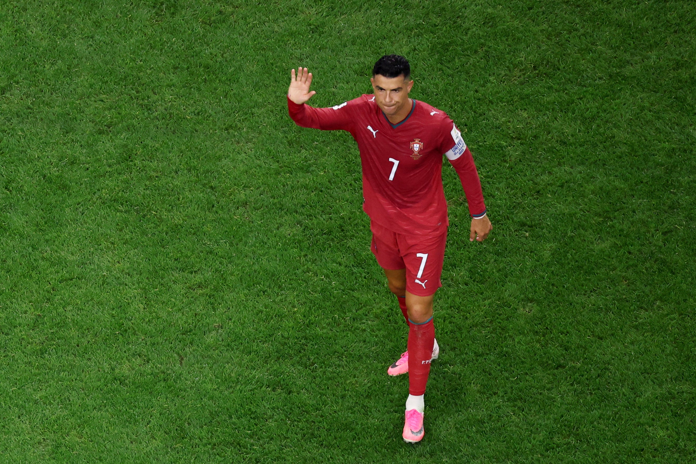 Ronaldo reacts after his World Cup career came to an end