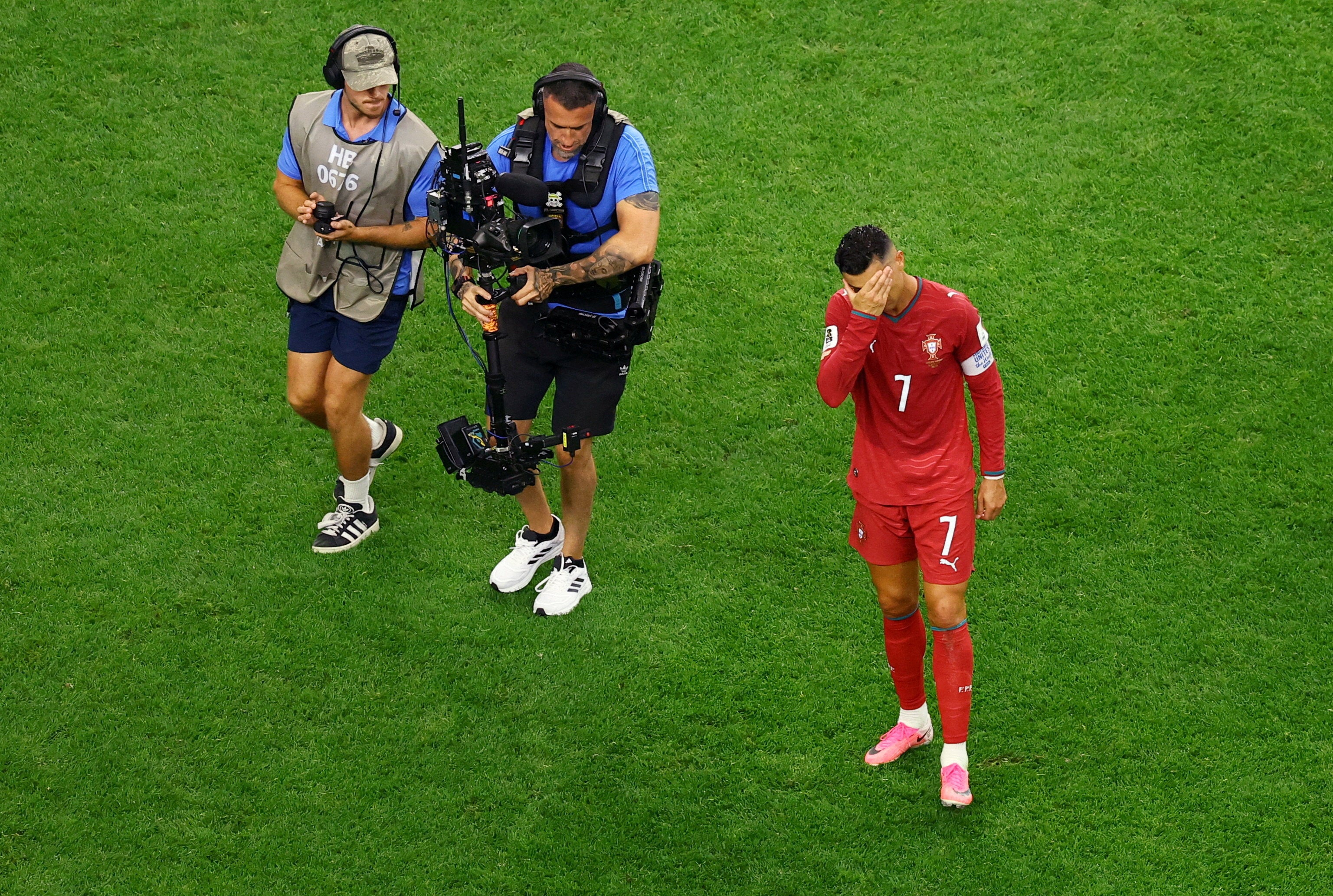 Cristiano Ronaldo looks dejected after the match