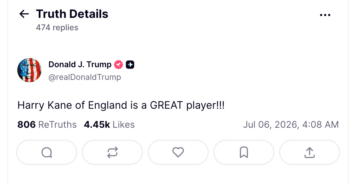 Donald Trump professed admiration for Harry Kane