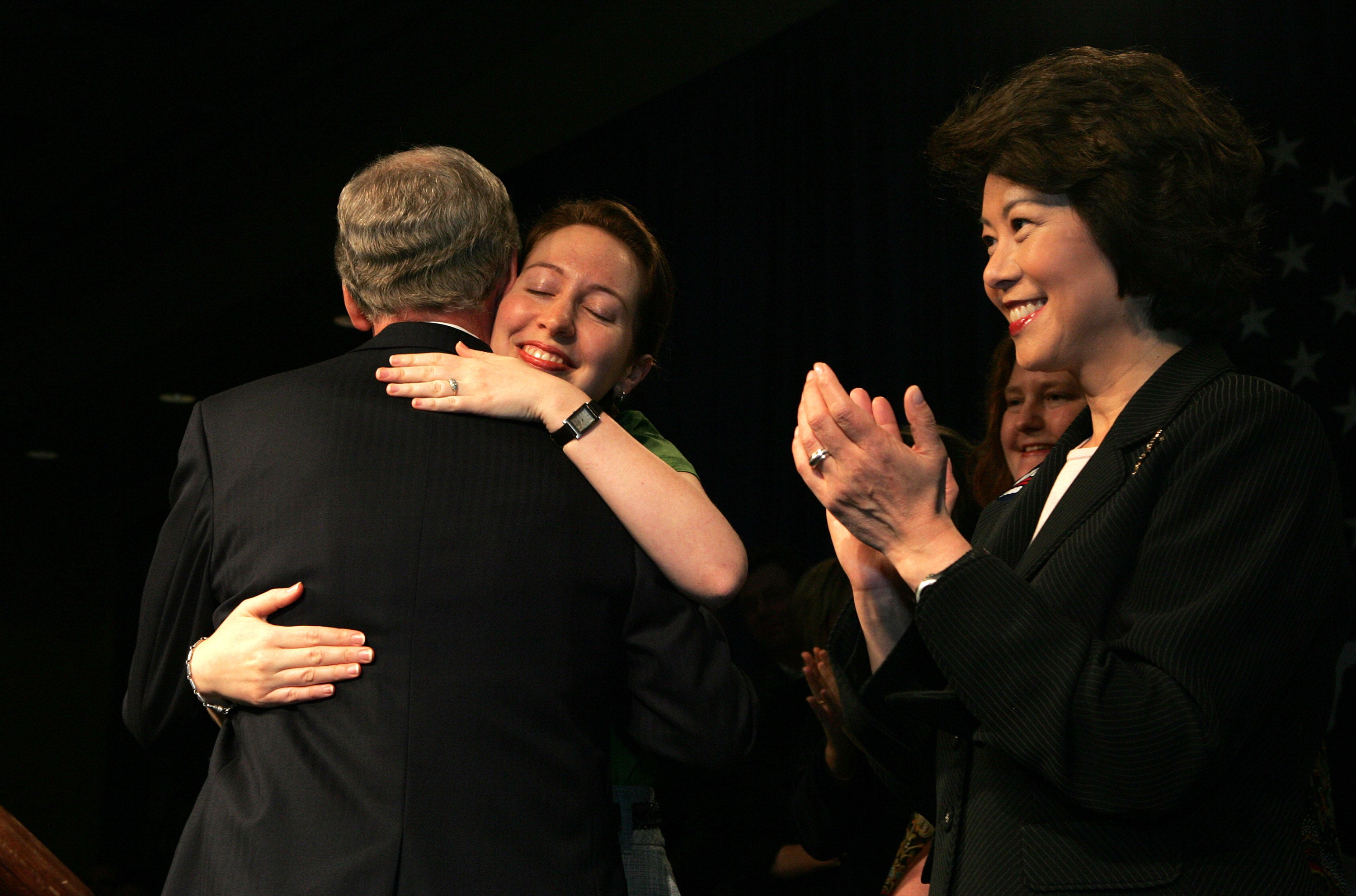 Porter McConnell, the daughter of Senator Mitch McConnell, pictured hugging her father in 2008, has deleted her X account amid widespread speculation over the former Senate majority leader’s health