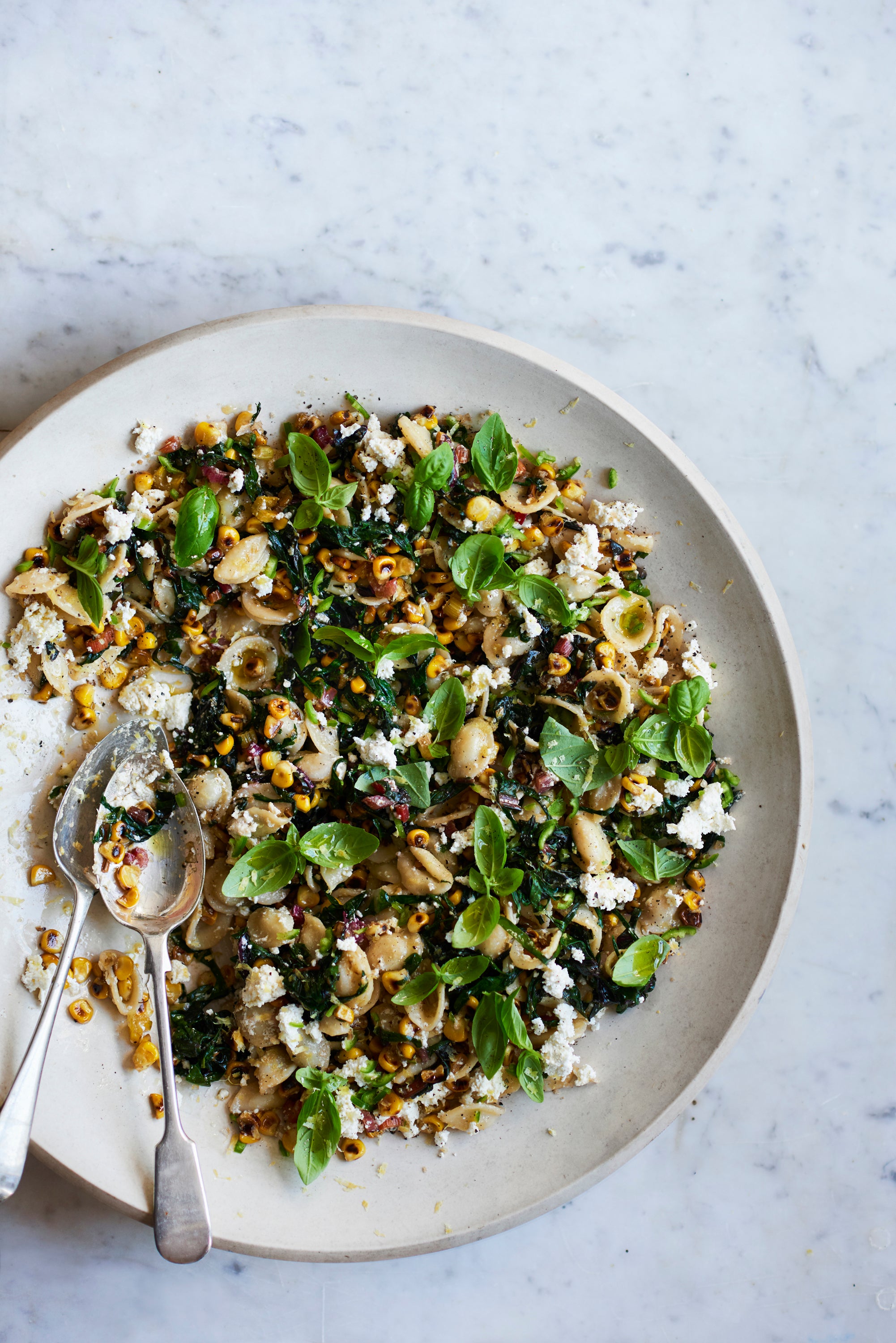 Sweetcorn, chilli, ricotta and basil make this summer pasta bright, creamy and just punchy enough