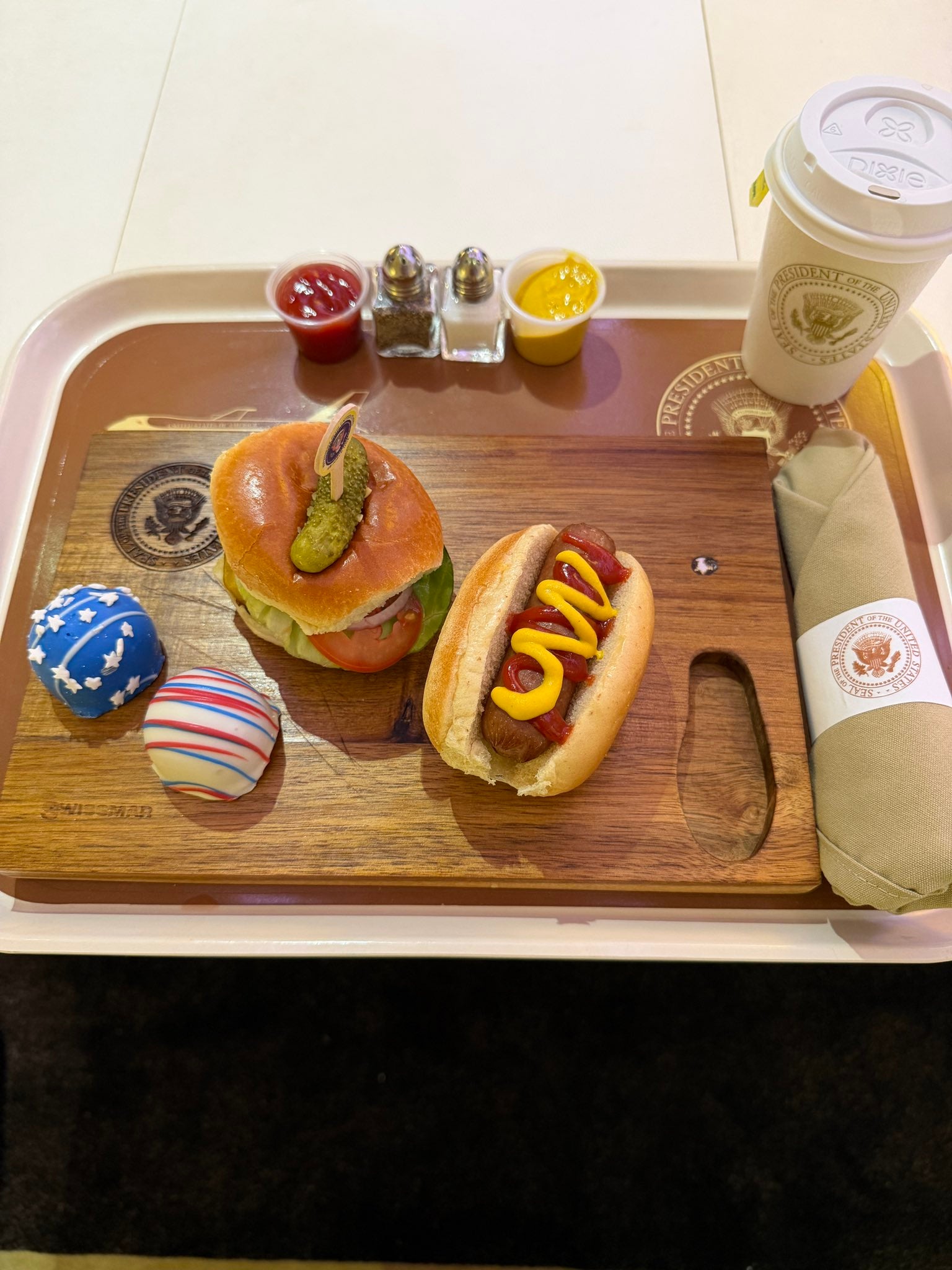 A ‘patriotic’ meal served aboard President Donald Trump’s Air Force One has the internet in stitches for its comically petite proportions